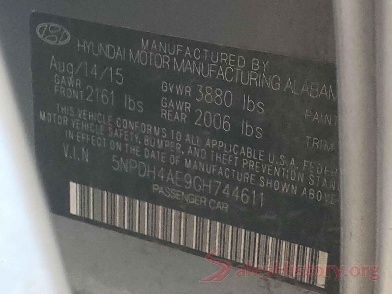 5NPDH4AE9GH744611 2016 HYUNDAI ELANTRA