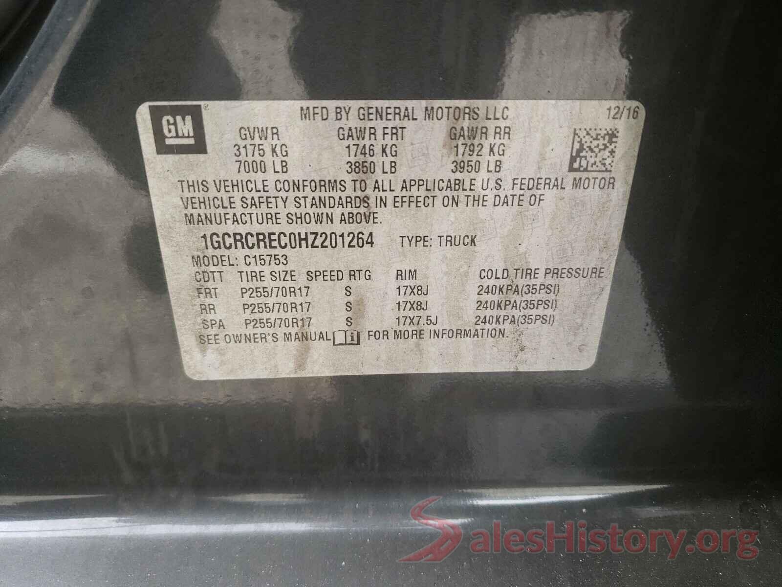 1GCRCREC0HZ201264 2017 CHEVROLET SILVERADO