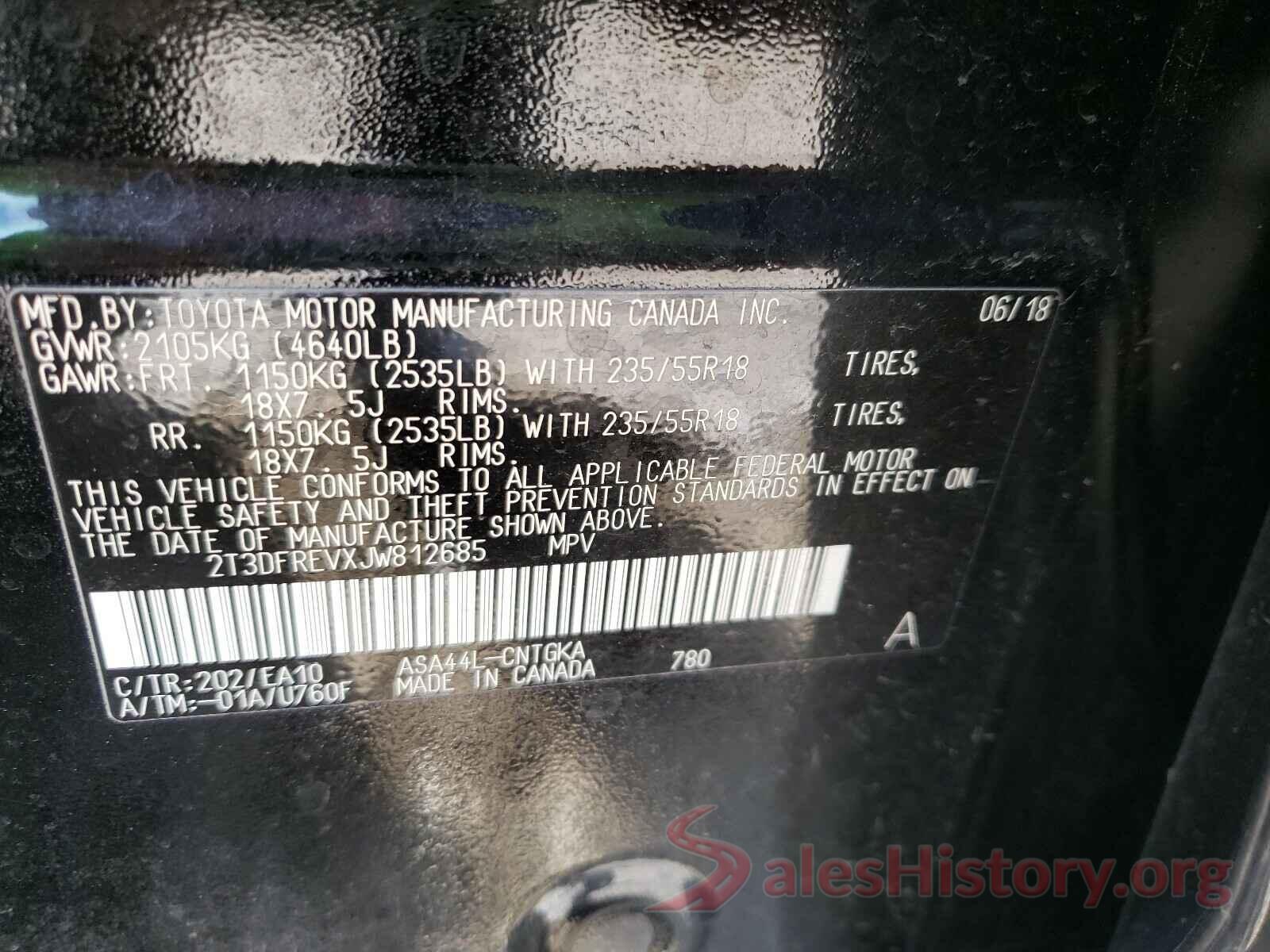 2T3DFREVXJW812685 2018 TOYOTA RAV4