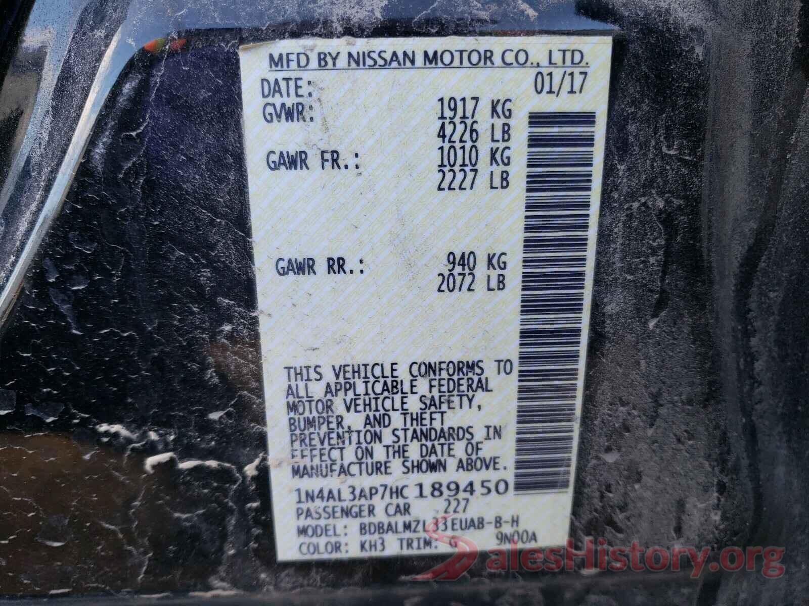 1N4AL3AP7HC189450 2017 NISSAN ALTIMA