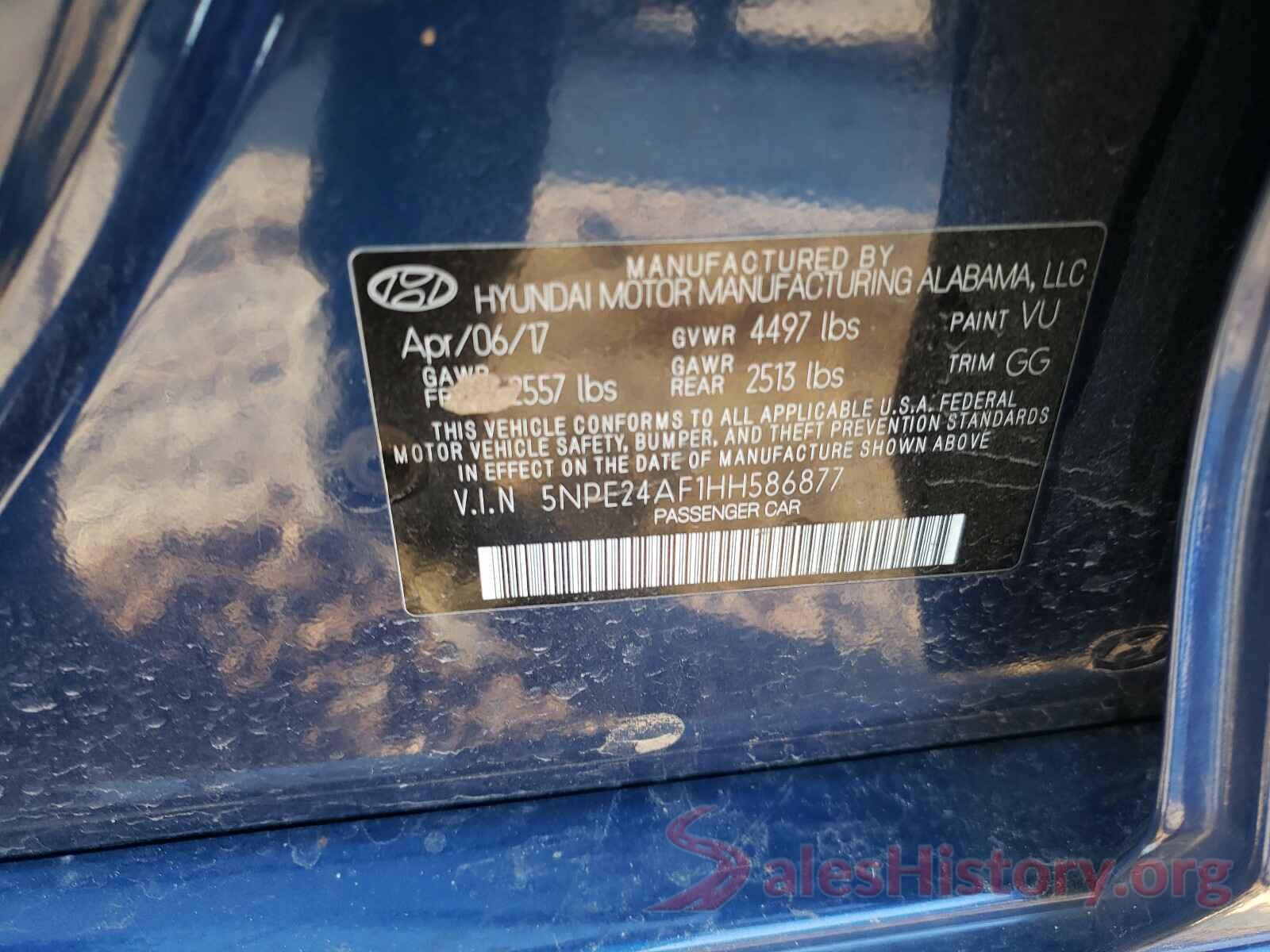 5NPE24AF1HH586877 2017 HYUNDAI SONATA