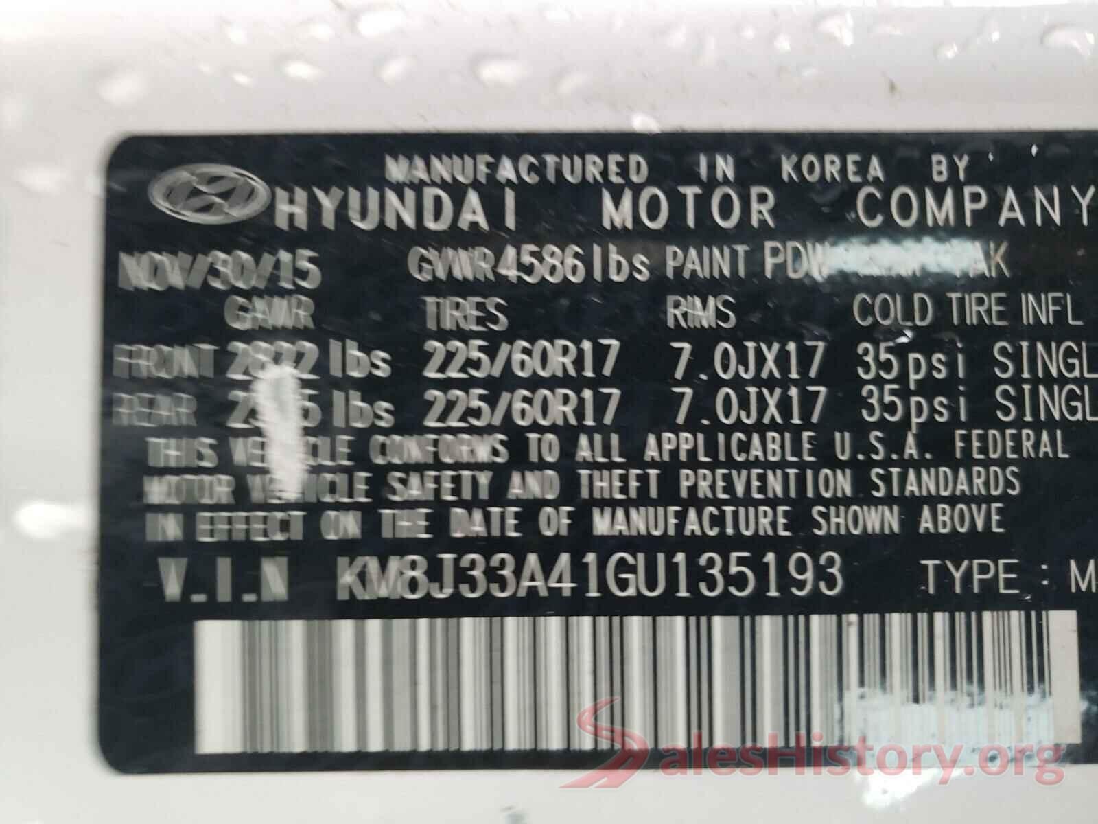 KM8J33A41GU135193 2016 HYUNDAI TUCSON