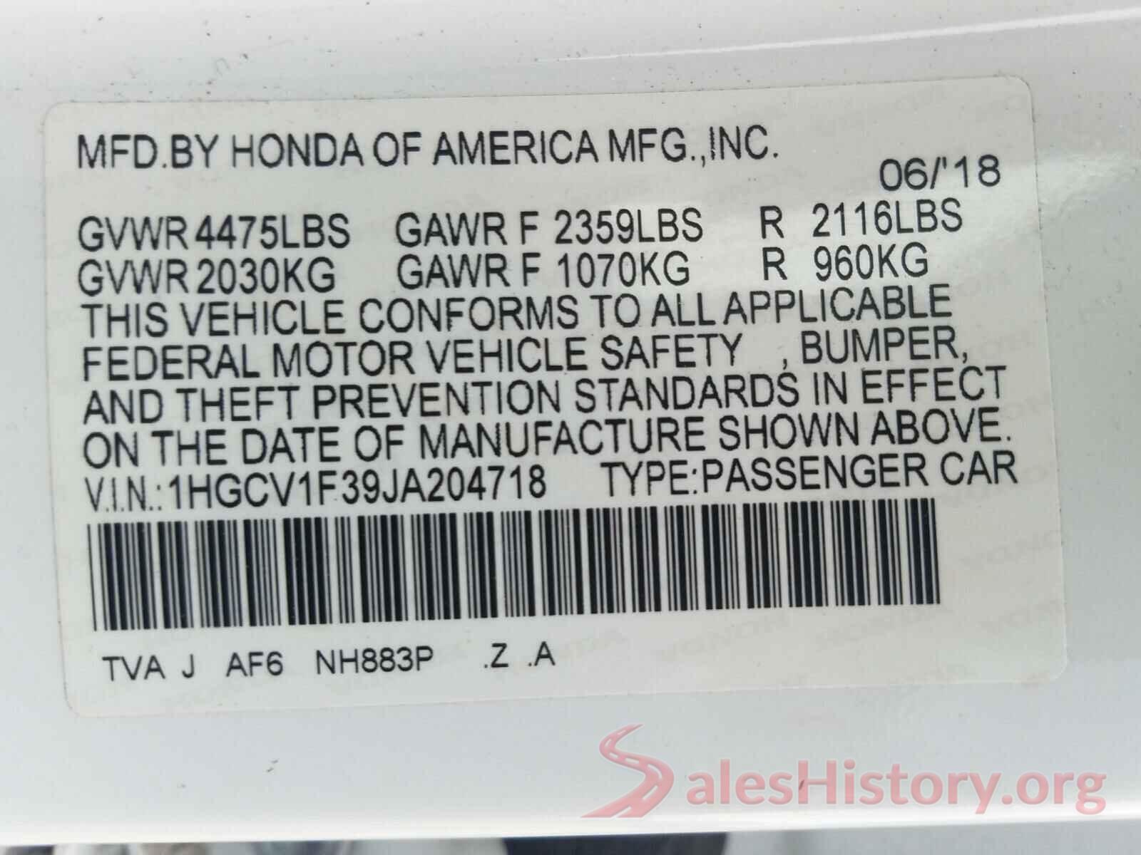 1HGCV1F39JA204718 2018 HONDA ACCORD