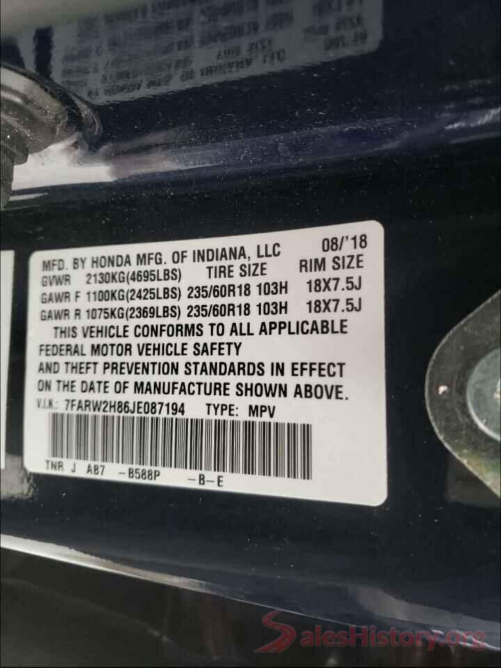 7FARW2H86JE087194 2018 HONDA CRV