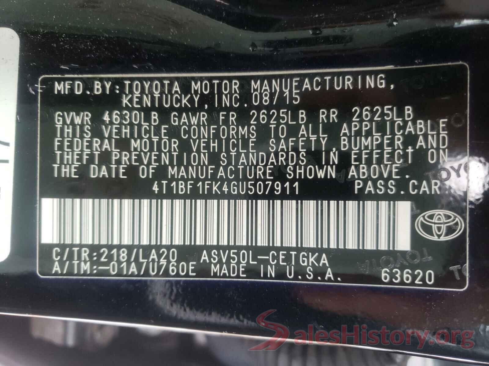 4T1BF1FK4GU507911 2016 TOYOTA CAMRY