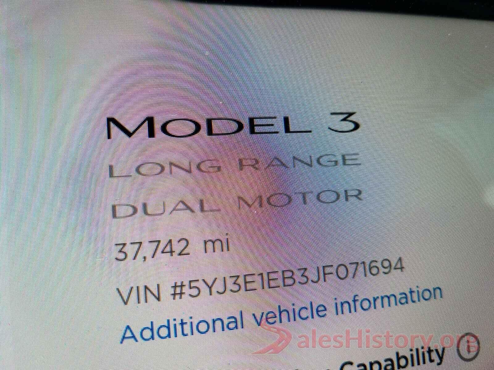 5YJ3E1EB3JF071694 2018 TESLA MODEL 3