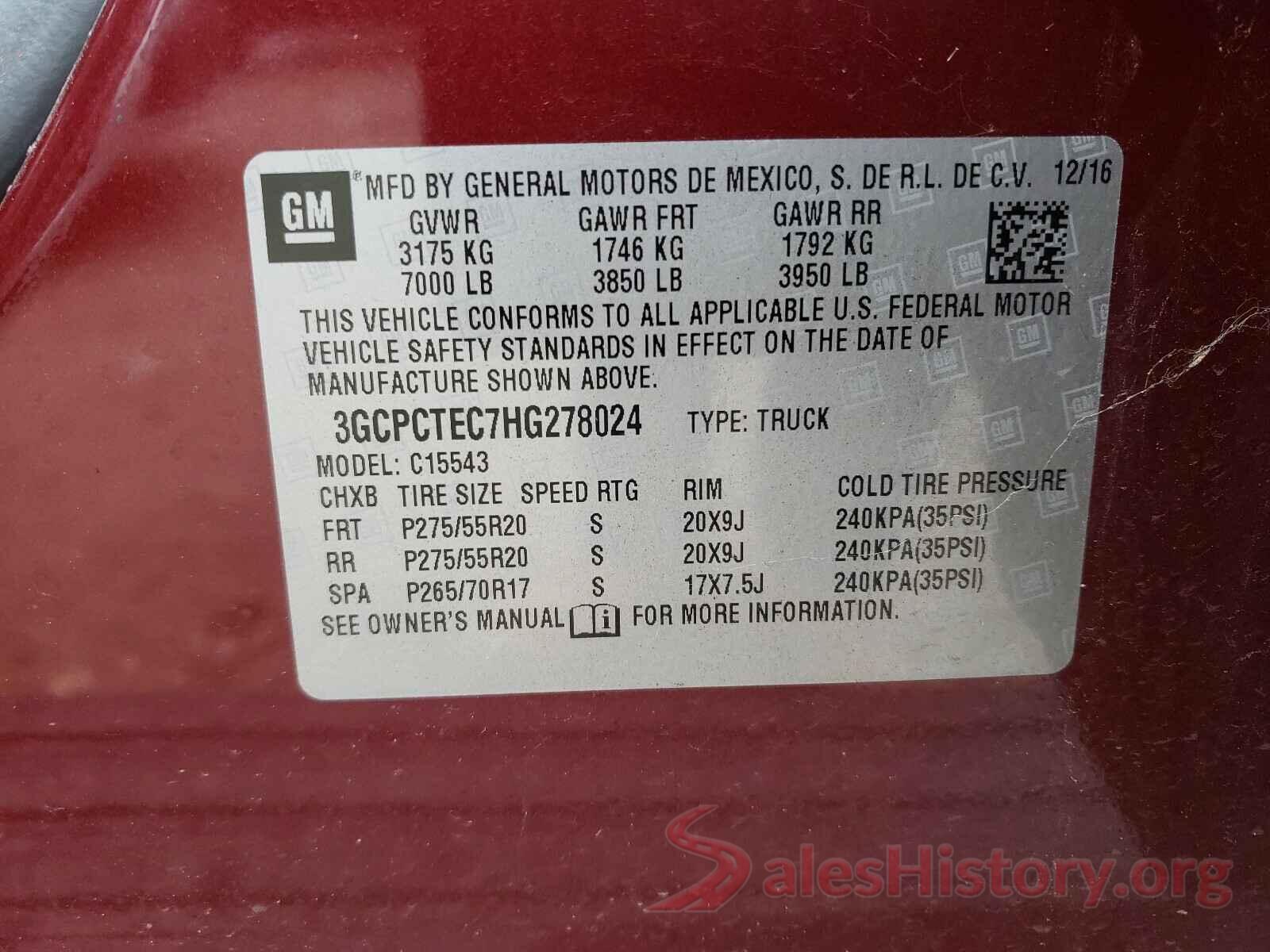 3GCPCTEC7HG278024 2017 CHEVROLET SILVERADO