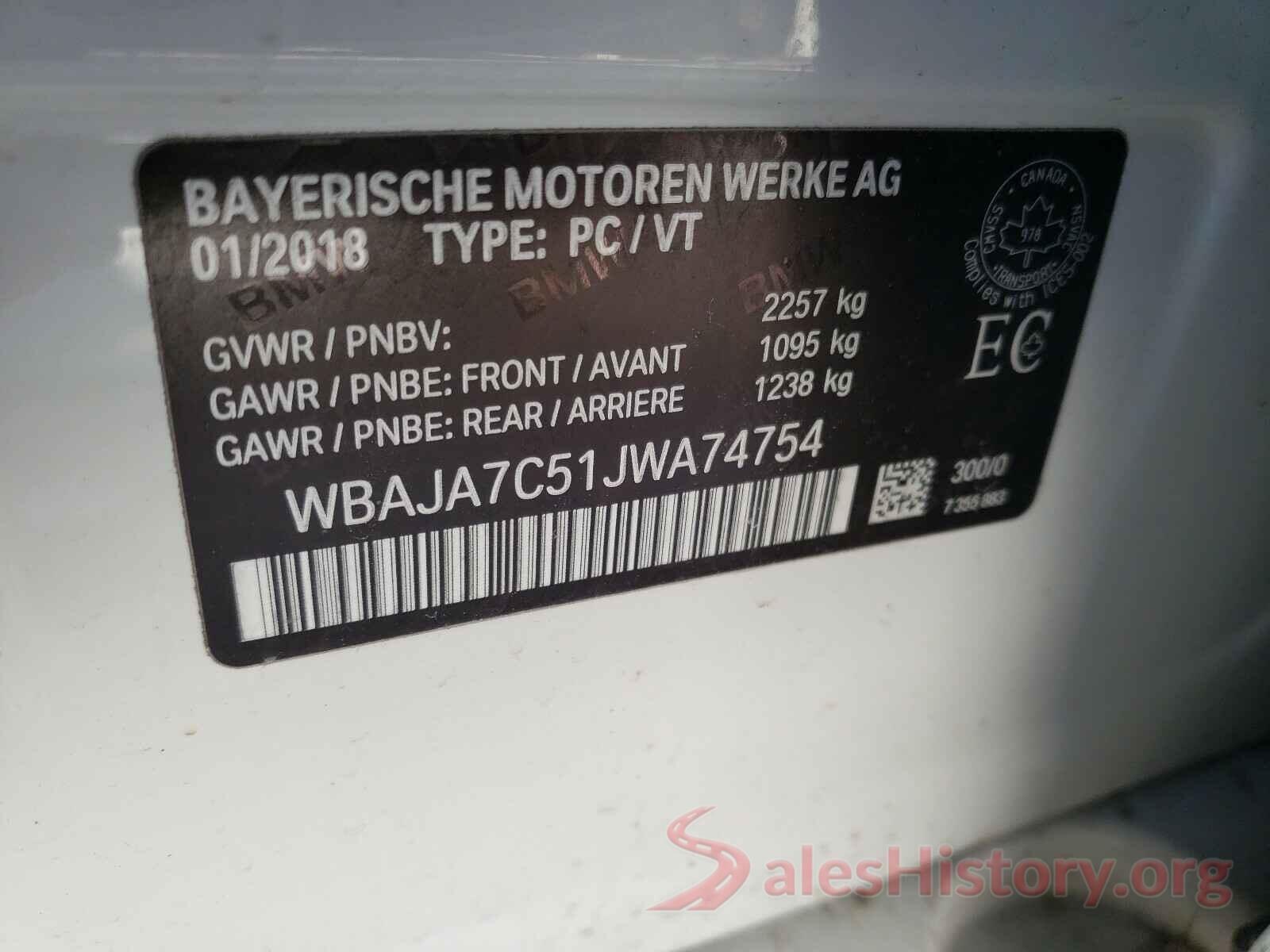 WBAJA7C51JWA74754 2018 BMW 5 SERIES