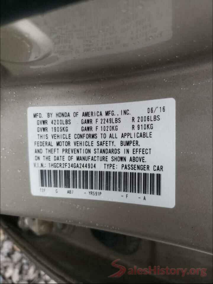 1HGCR2F34GA244904 2016 HONDA ACCORD