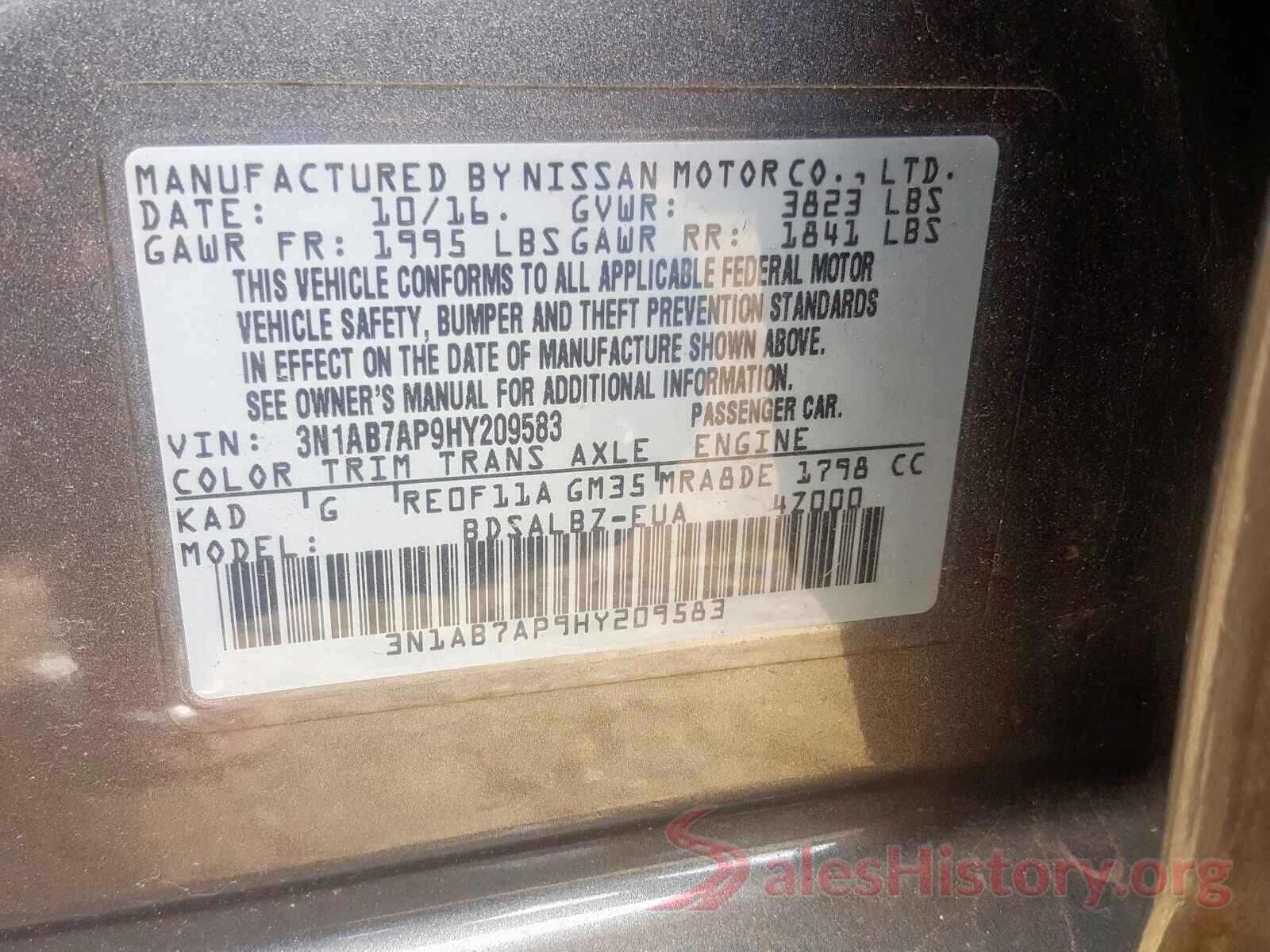 3N1AB7AP9HY209583 2017 NISSAN SENTRA