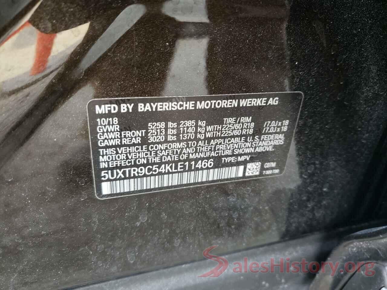 5UXTR9C54KLE11466 2019 BMW X3