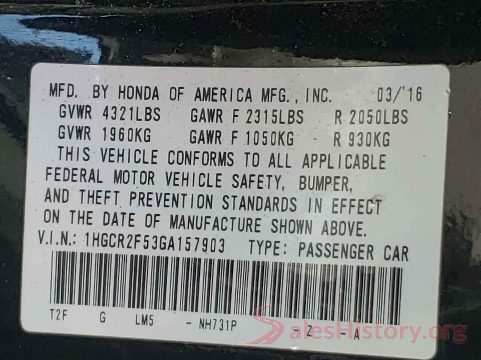 1HGCR2F53GA157903 2016 HONDA ACCORD