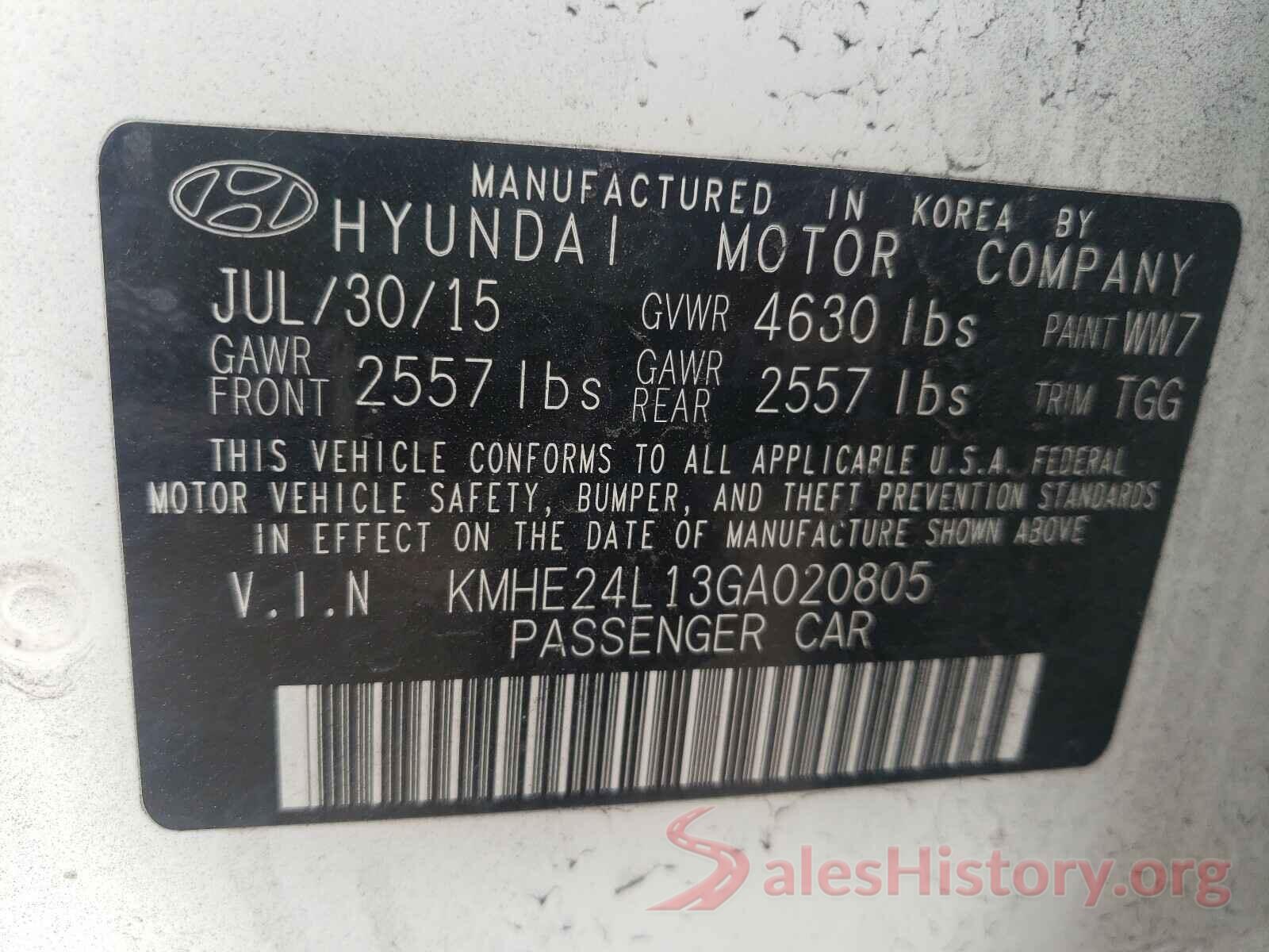 KMHE24L13GA020805 2016 HYUNDAI SONATA