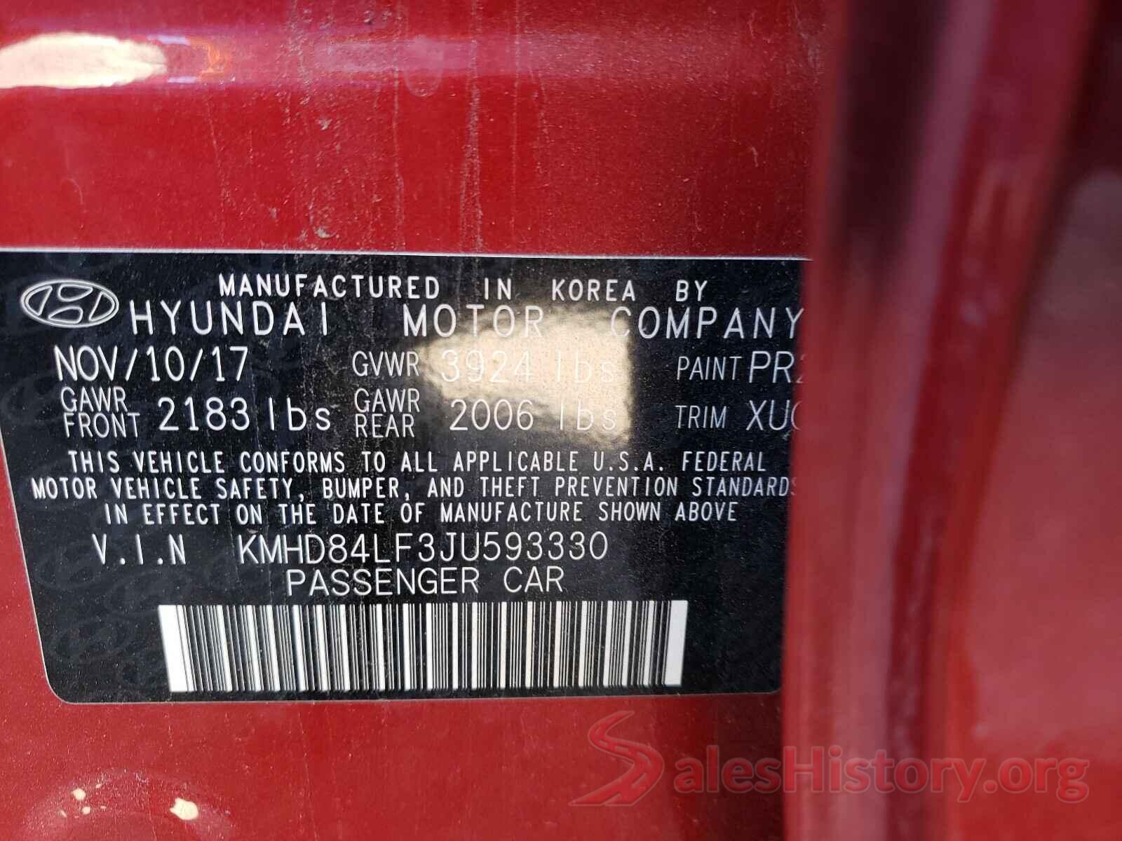 KMHD84LF3JU593330 2018 HYUNDAI ELANTRA