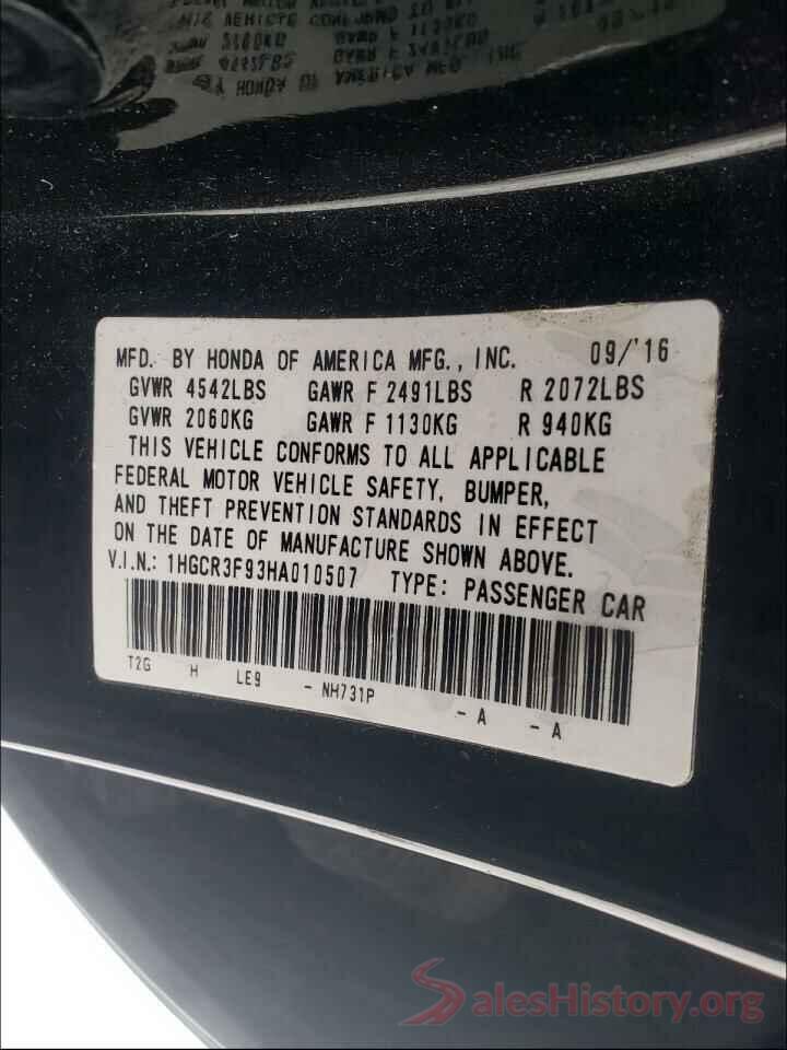 1HGCR3F93HA010507 2017 HONDA ACCORD