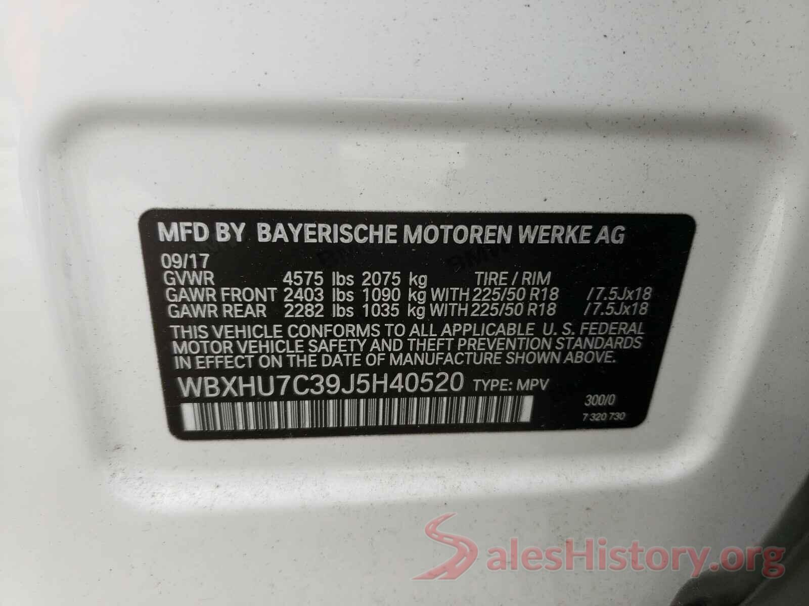 WBXHU7C39J5H40520 2018 BMW X1