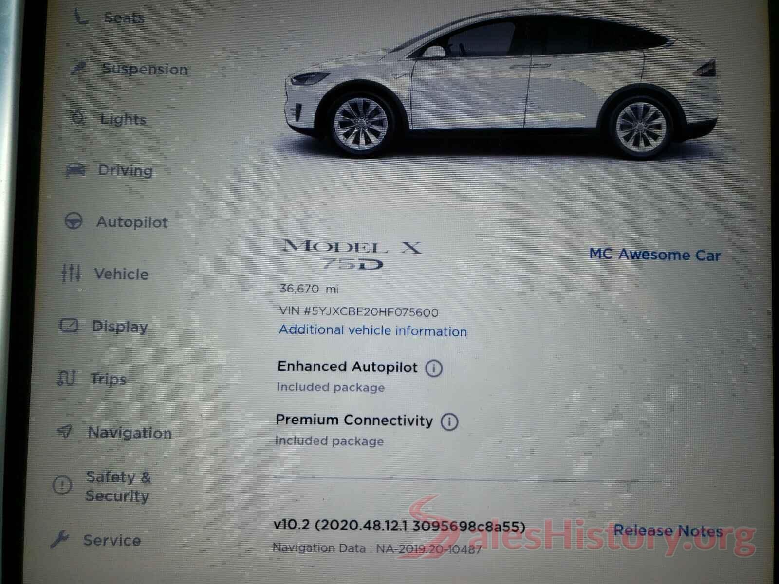 5YJXCBE20HF075600 2017 TESLA MODEL X