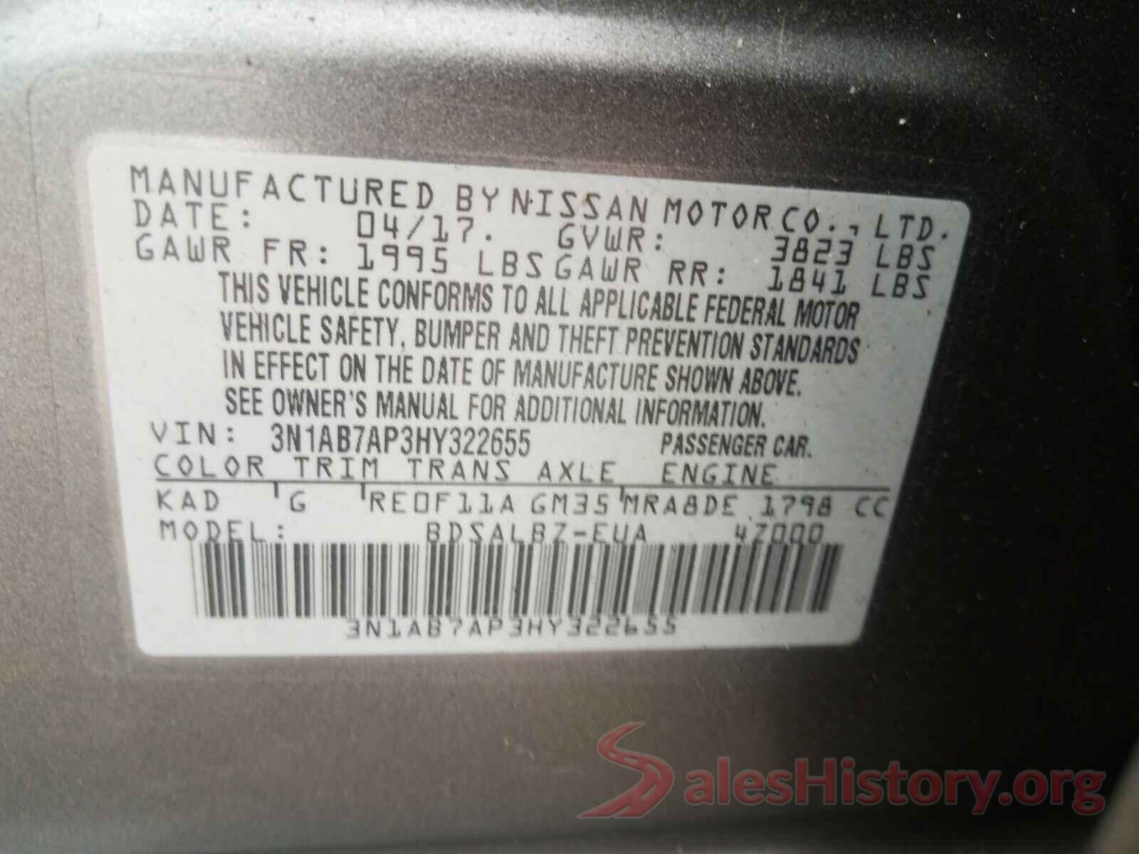 3N1AB7AP3HY322655 2017 NISSAN SENTRA