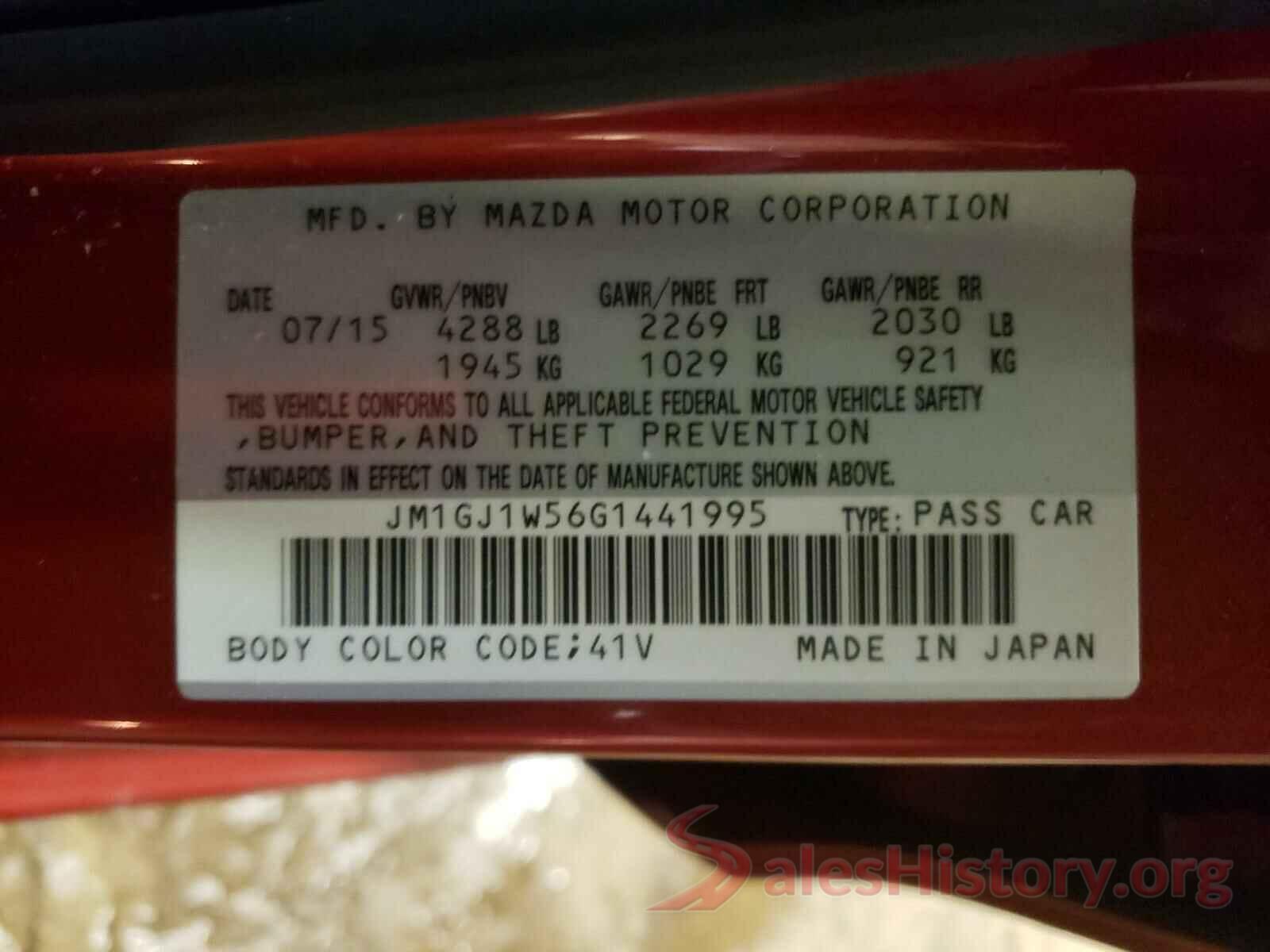 JM1GJ1W56G1441995 2016 MAZDA 6