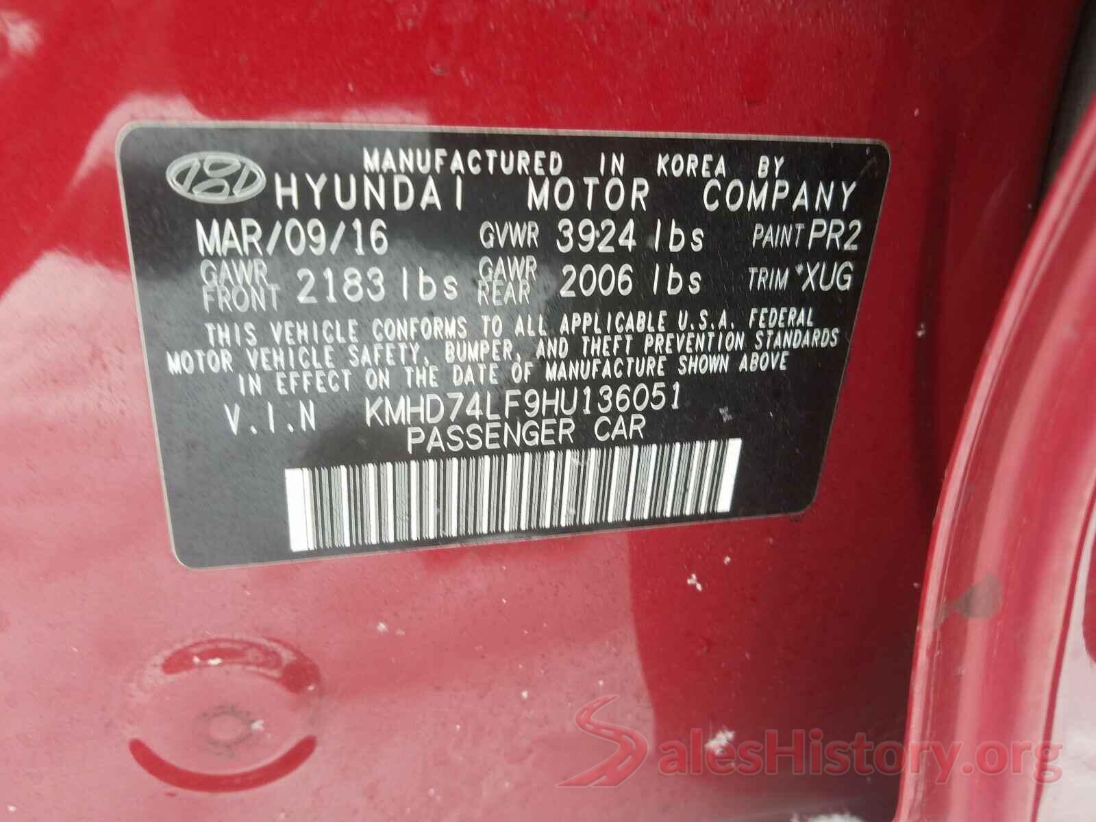 KMHD74LF9HU136051 2017 HYUNDAI ELANTRA