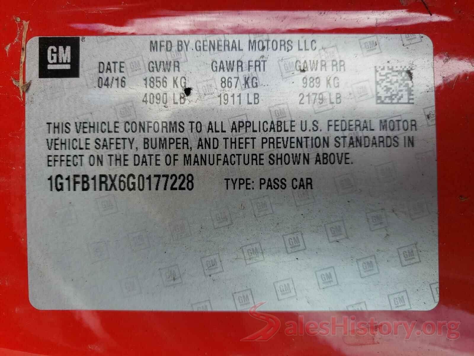 1G1FB1RX6G0177228 2016 CHEVROLET CAMARO