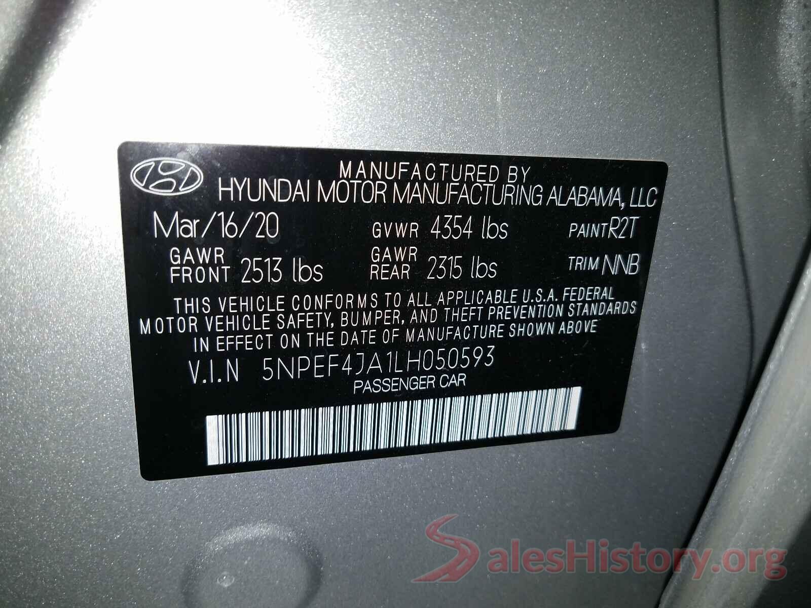 5NPEF4JA1LH050593 2020 HYUNDAI SONATA