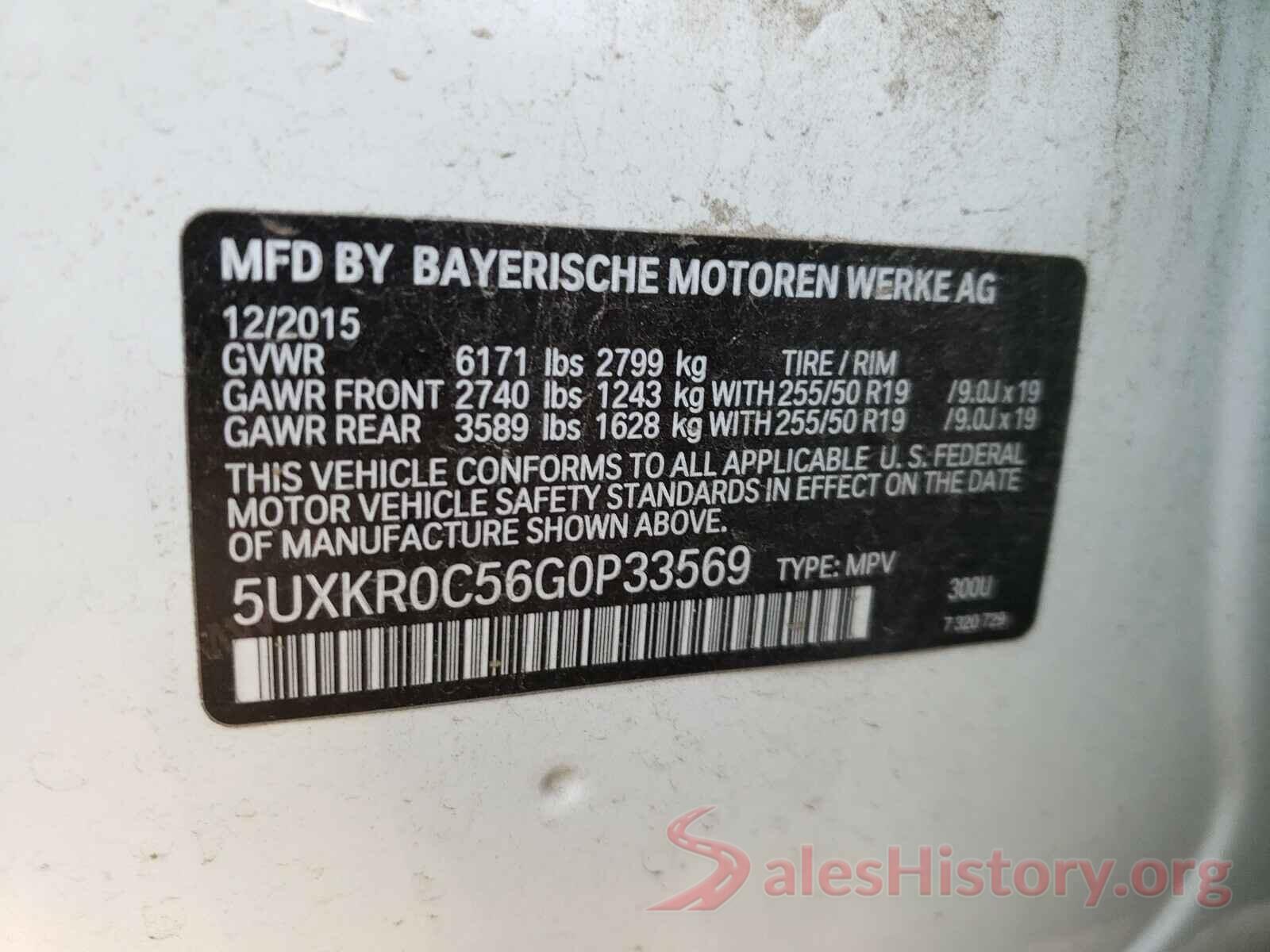 5UXKR0C56G0P33569 2016 BMW X5