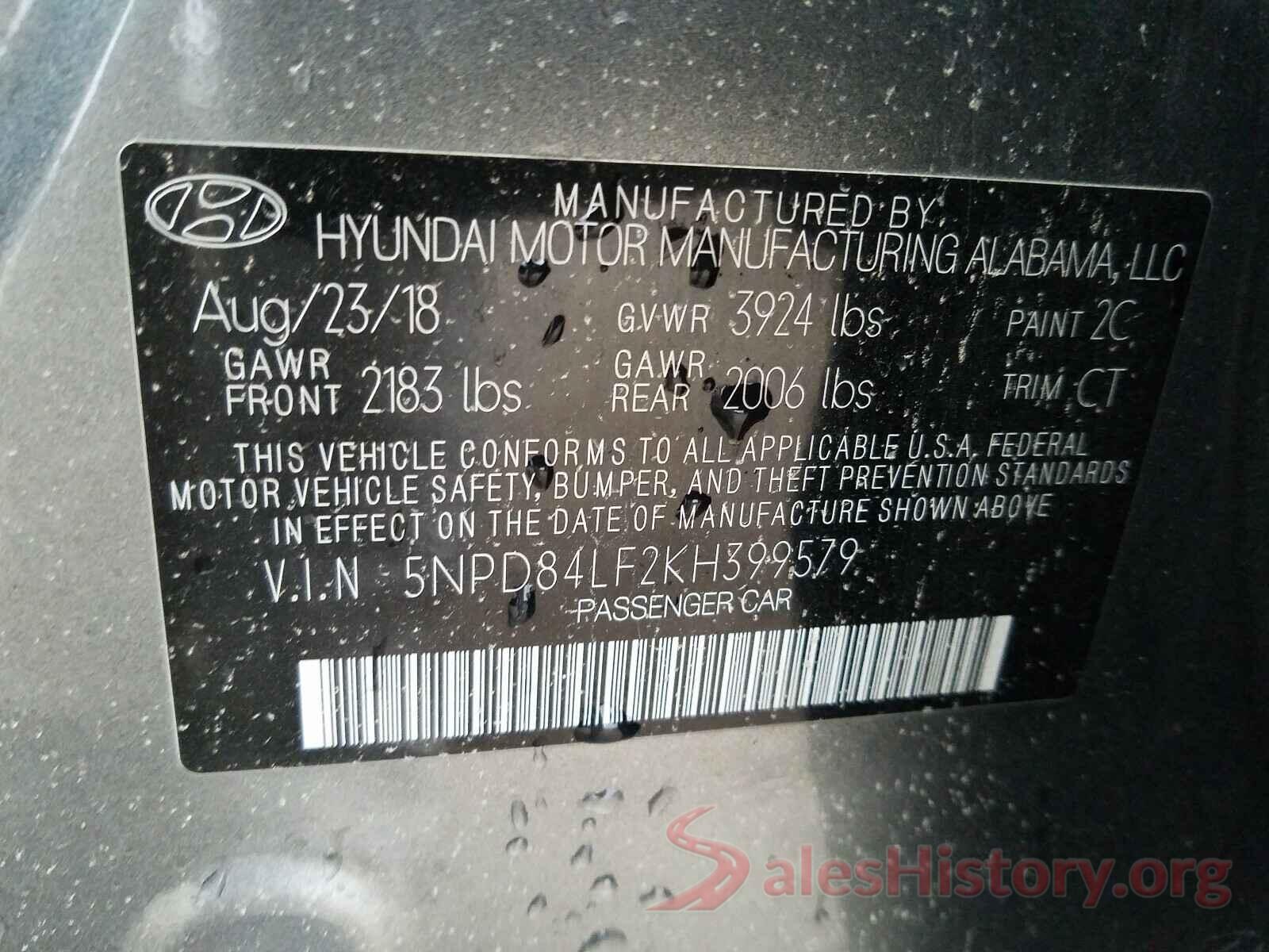 5NPD84LF2KH399579 2019 HYUNDAI ELANTRA