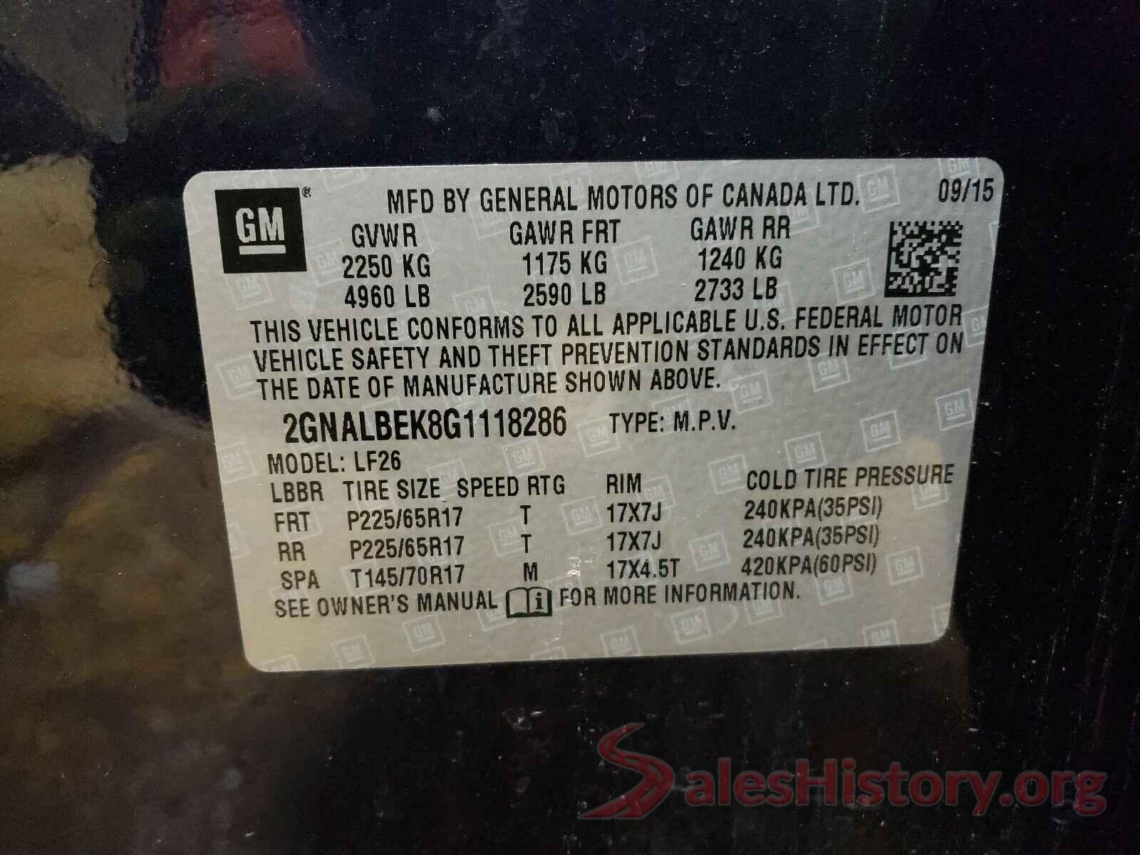 2GNALBEK8G1118286 2016 CHEVROLET EQUINOX