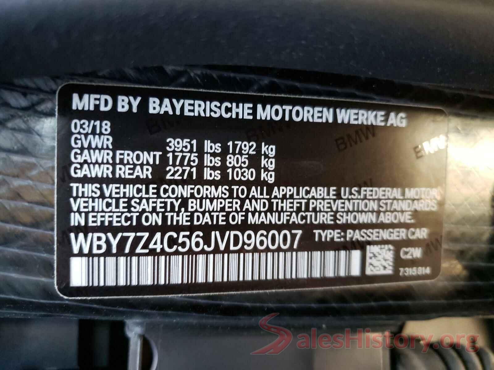 WBY7Z4C56JVD96007 2018 BMW I SERIES