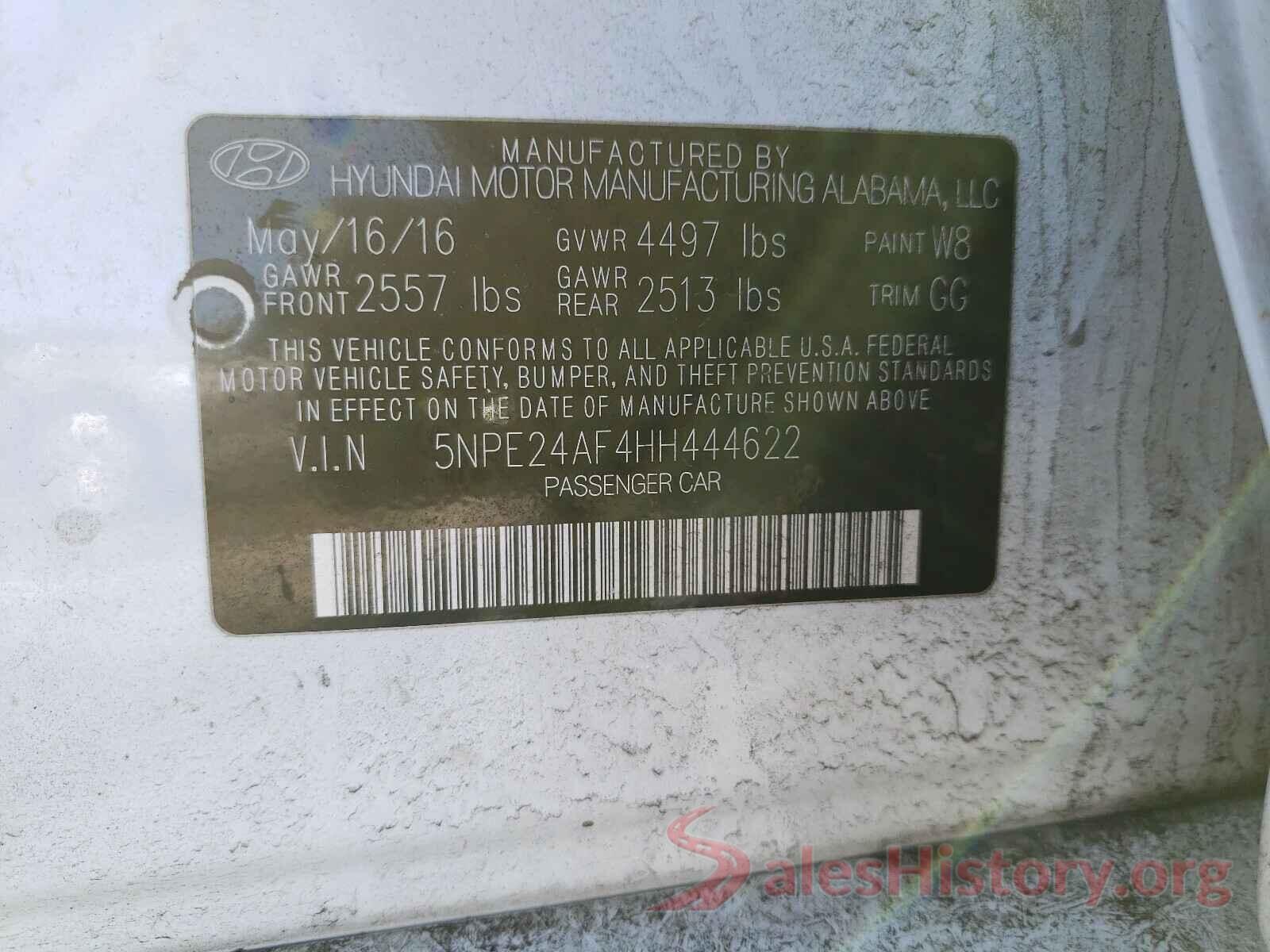 5NPE24AF4HH444622 2017 HYUNDAI SONATA