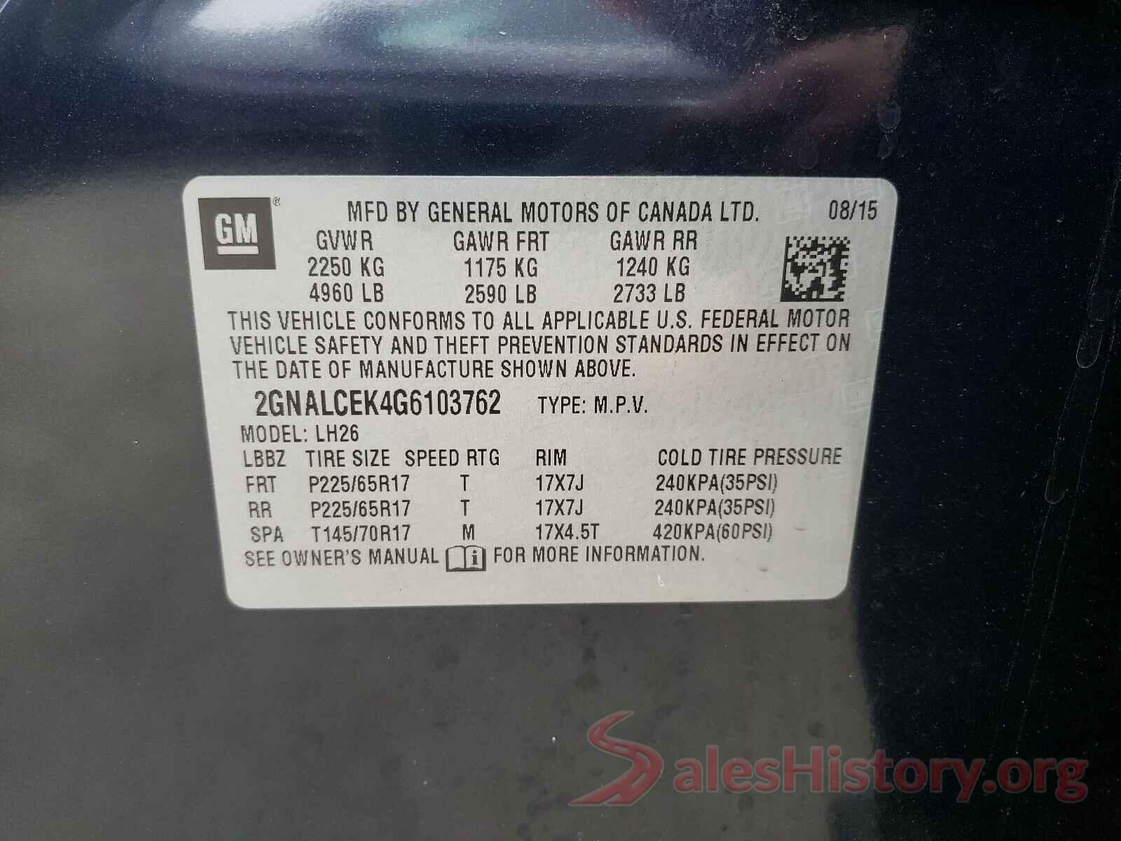 2GNALCEK4G6103762 2016 CHEVROLET EQUINOX