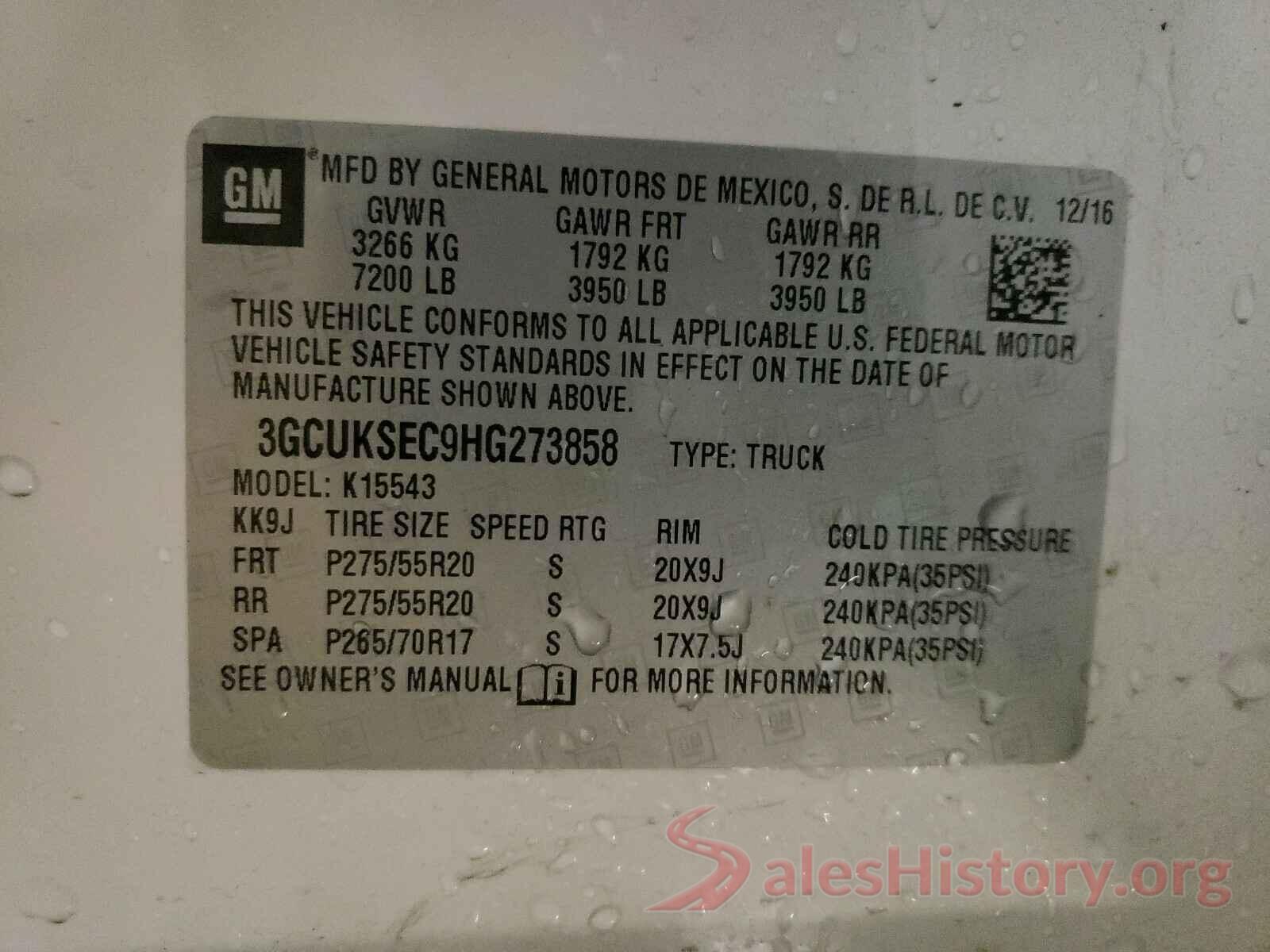 3GCUKSEC9HG273858 2017 CHEVROLET SILVERADO