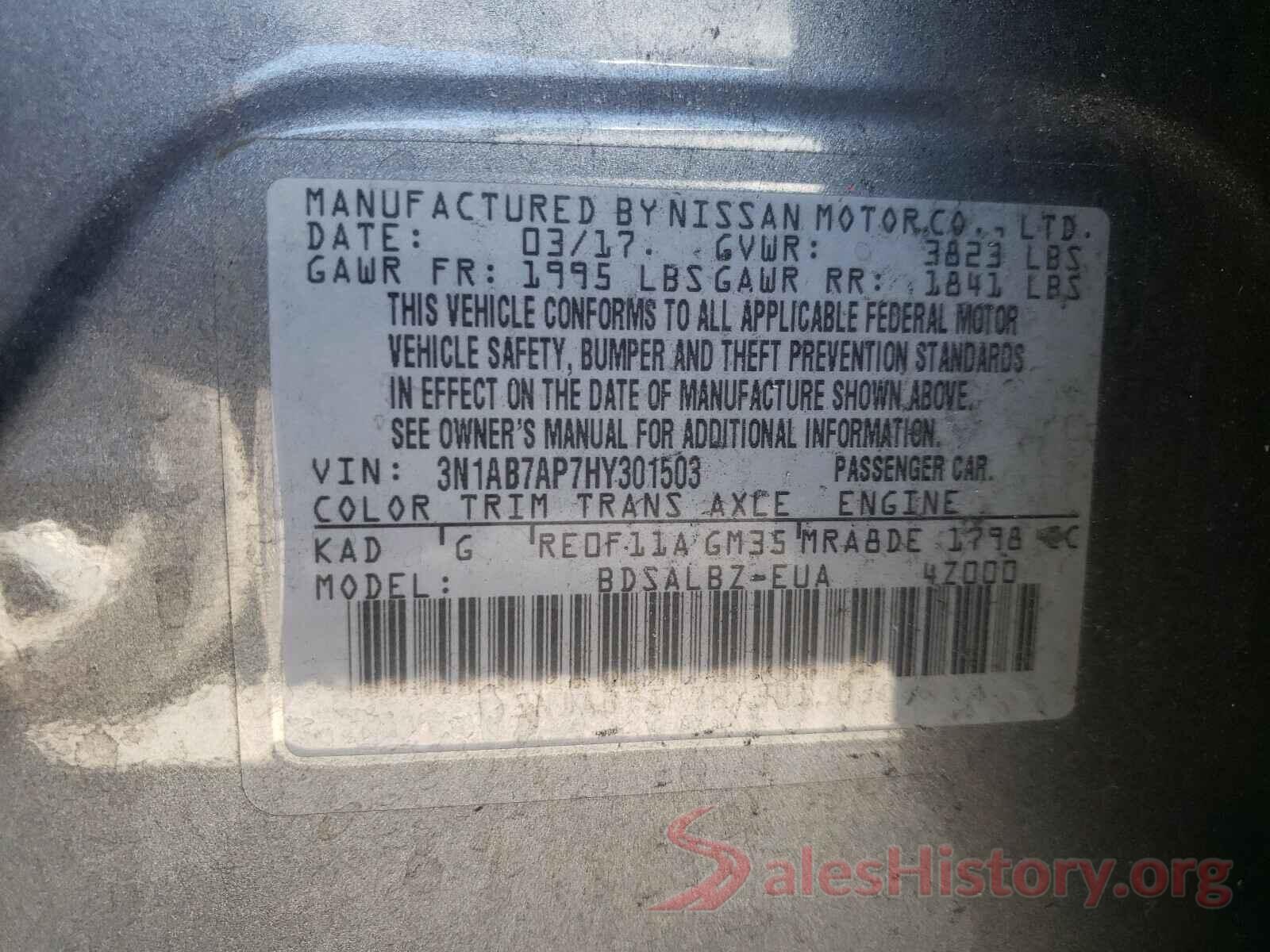 3N1AB7AP7HY301503 2017 NISSAN SENTRA