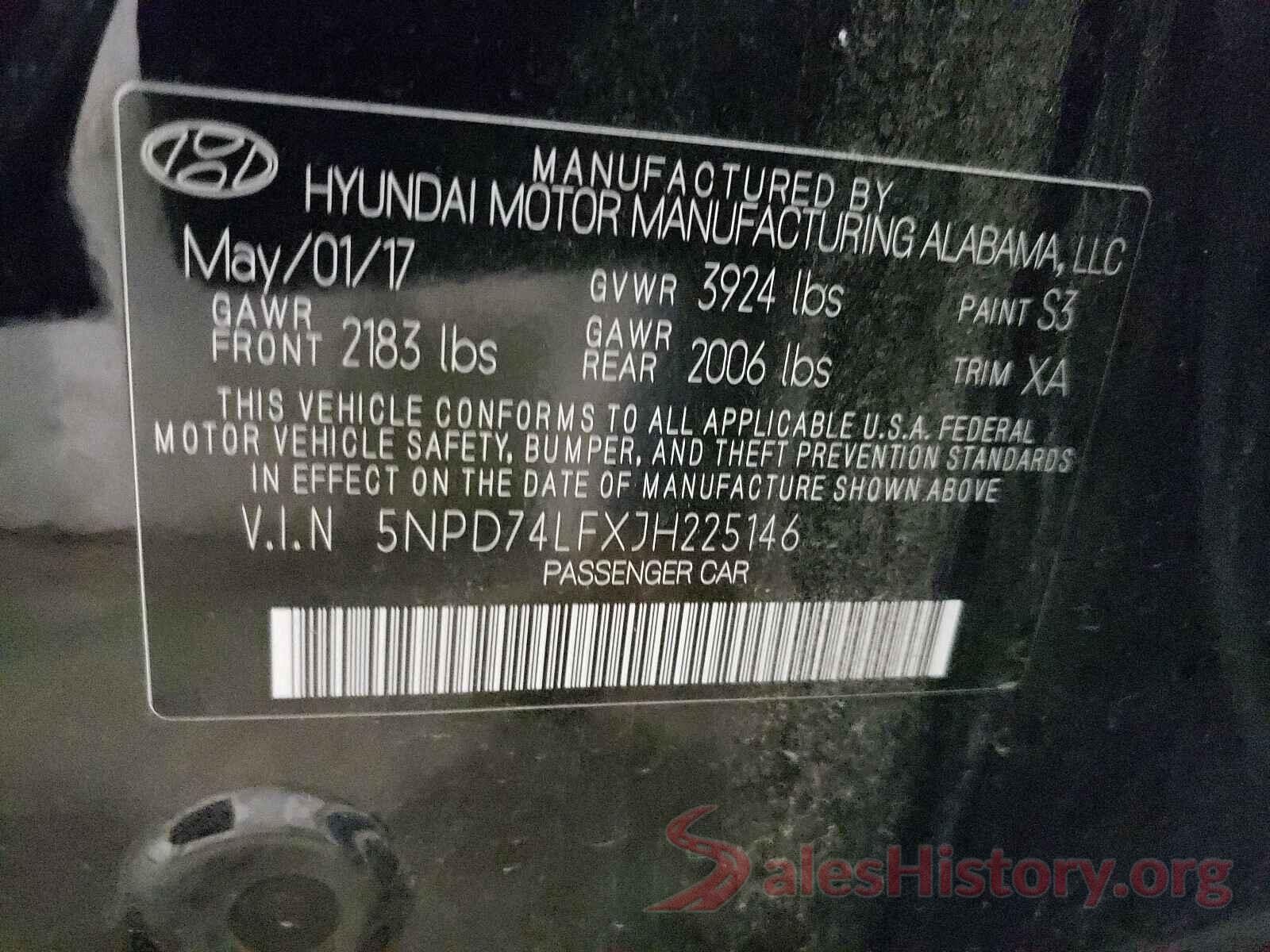 5NPD74LFXJH225146 2018 HYUNDAI ELANTRA