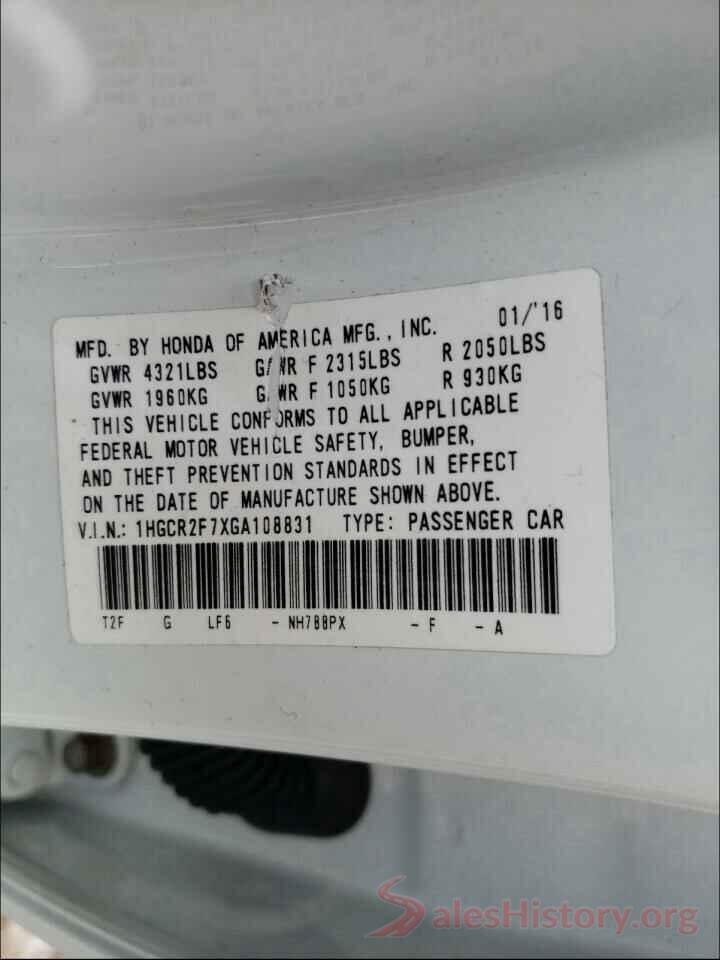 1HGCR2F7XGA108831 2016 HONDA ACCORD