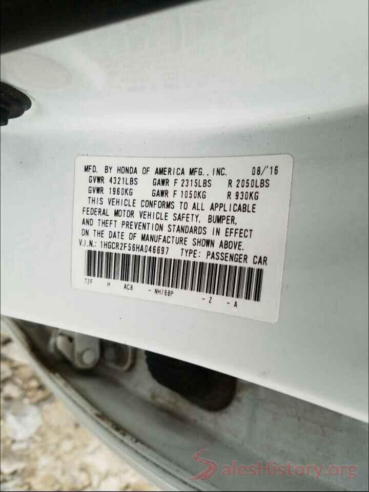 1HGCR2F56HA046697 2017 HONDA ACCORD