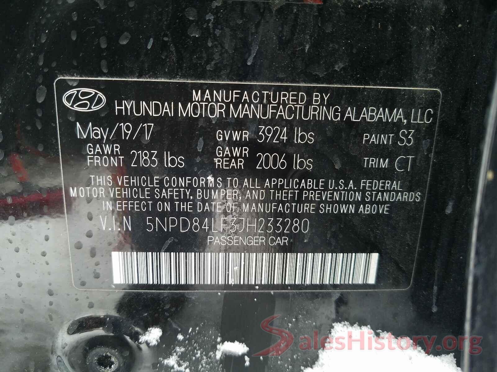 5NPD84LF3JH233280 2018 HYUNDAI ELANTRA