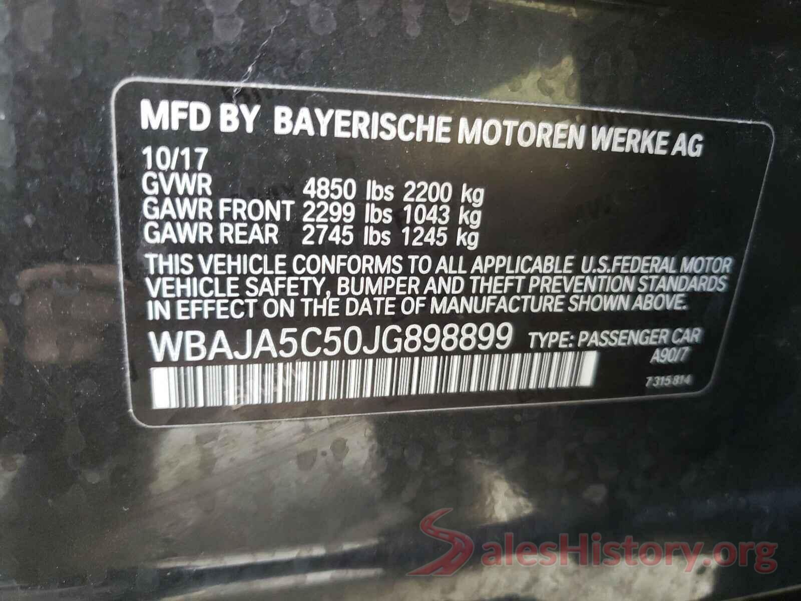 WBAJA5C50JG898899 2018 BMW 5 SERIES