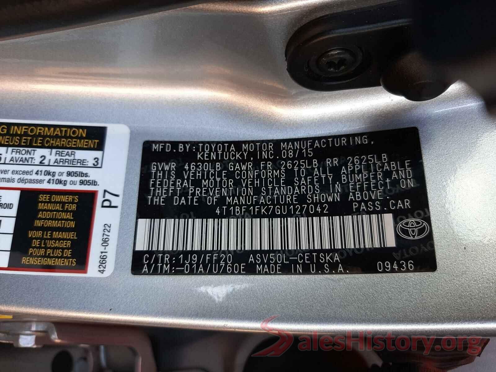 4T1BF1FK7GU127042 2016 TOYOTA CAMRY