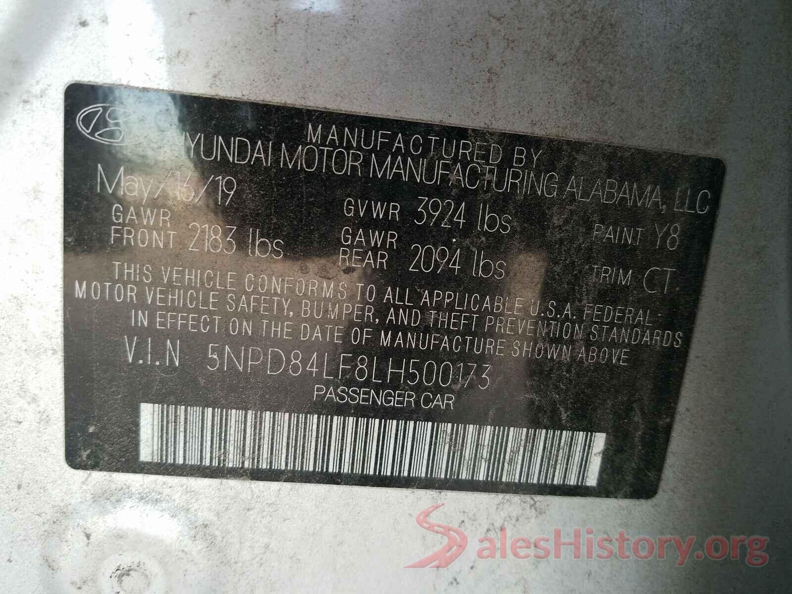 5NPD84LF8LH500173 2020 HYUNDAI ELANTRA