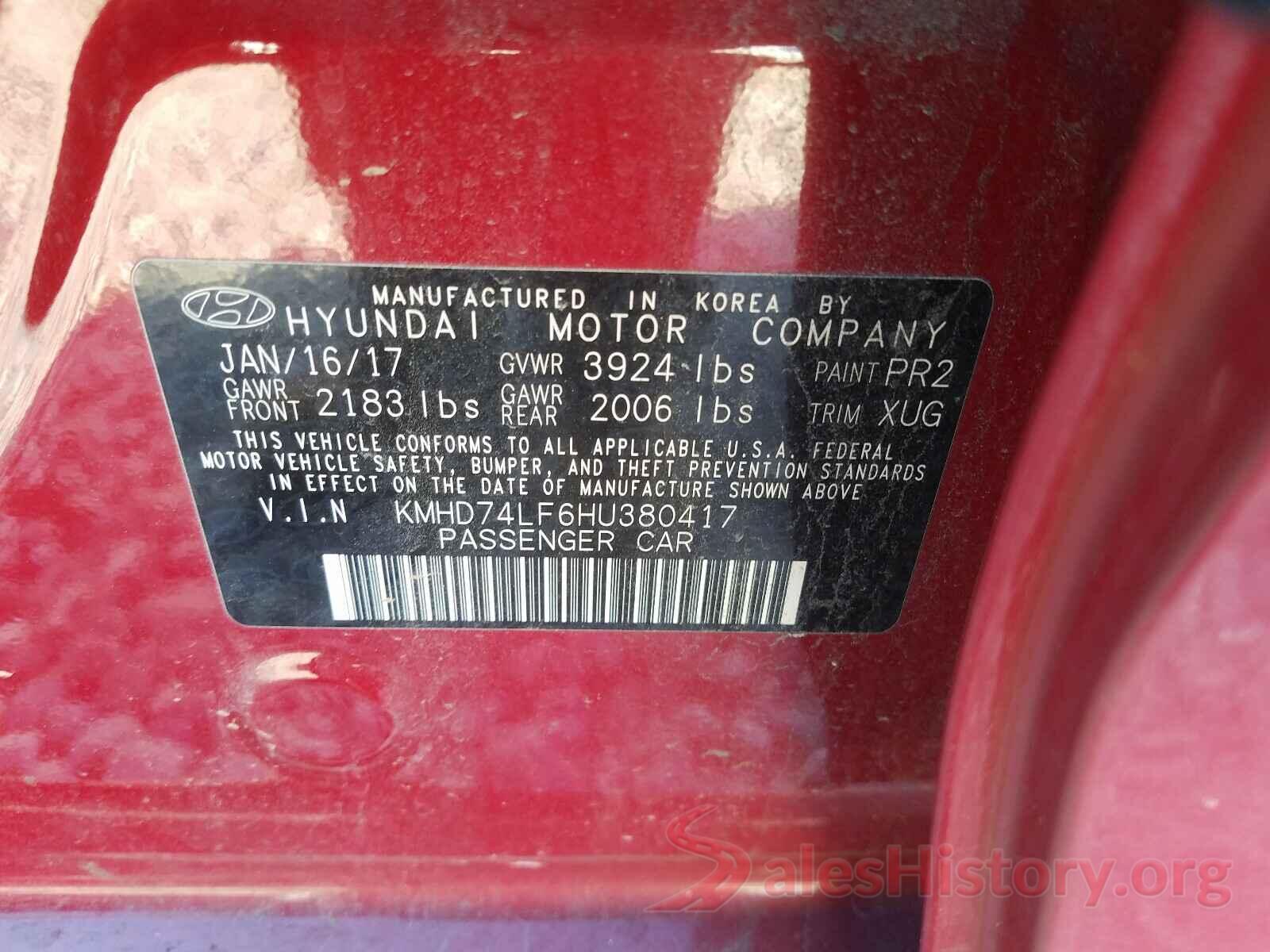 KMHD74LF6HU380417 2017 HYUNDAI ELANTRA