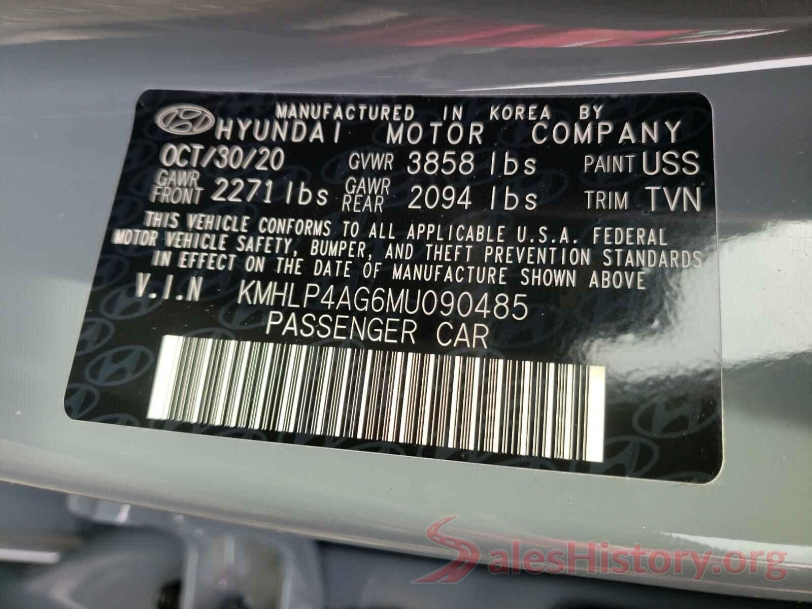 KMHLP4AG6MU090485 2021 HYUNDAI ELANTRA