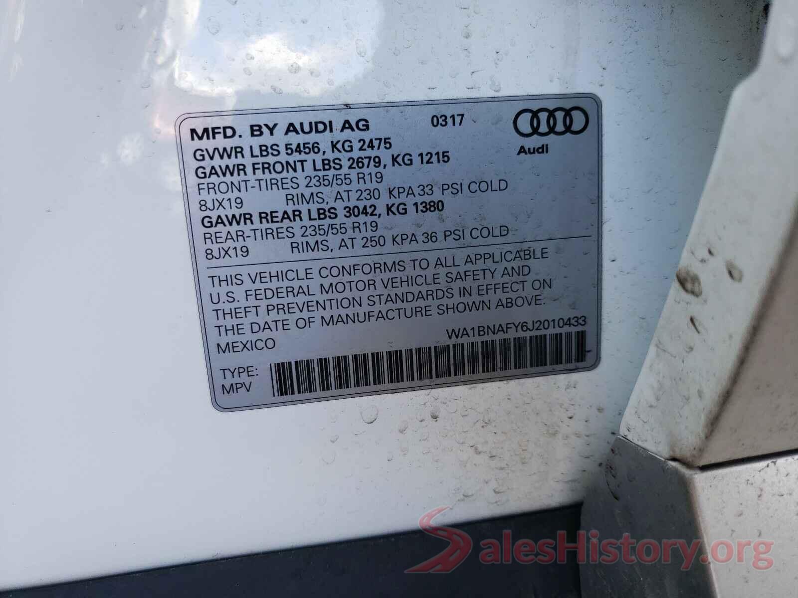 WA1BNAFY6J2010433 2018 AUDI Q5