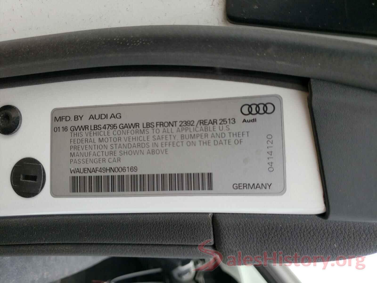 WAUENAF49HN006169 2017 AUDI A4