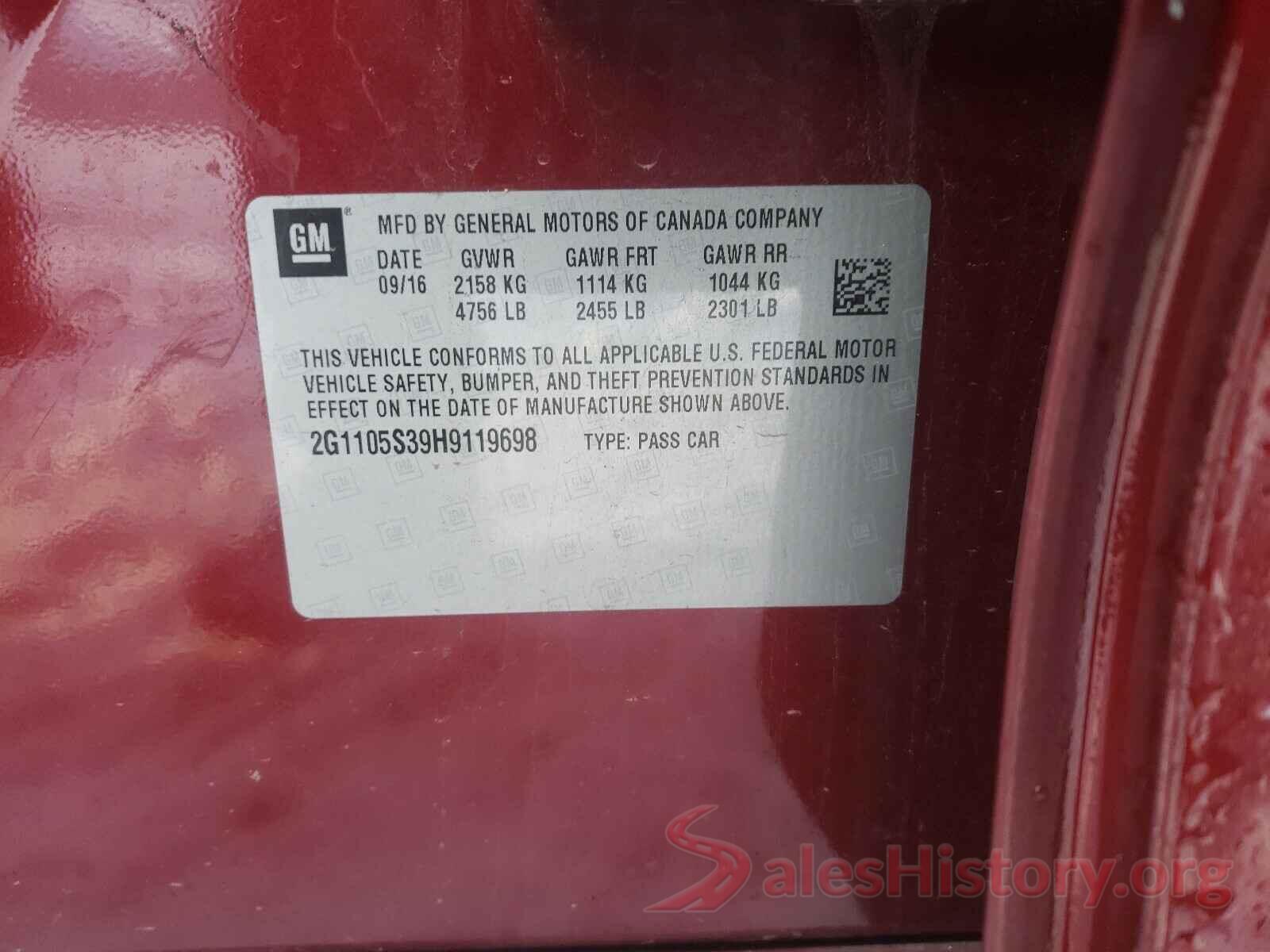 2G1105S39H9119698 2017 CHEVROLET IMPALA