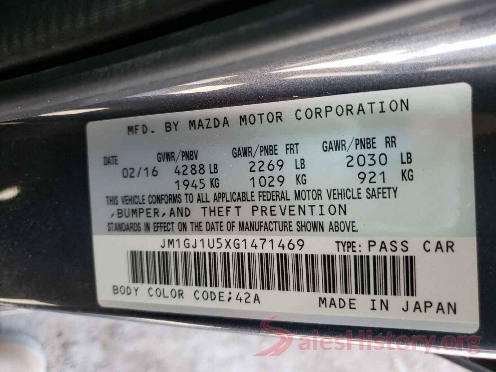 JM1GJ1U5XG1471469 2016 MAZDA 6