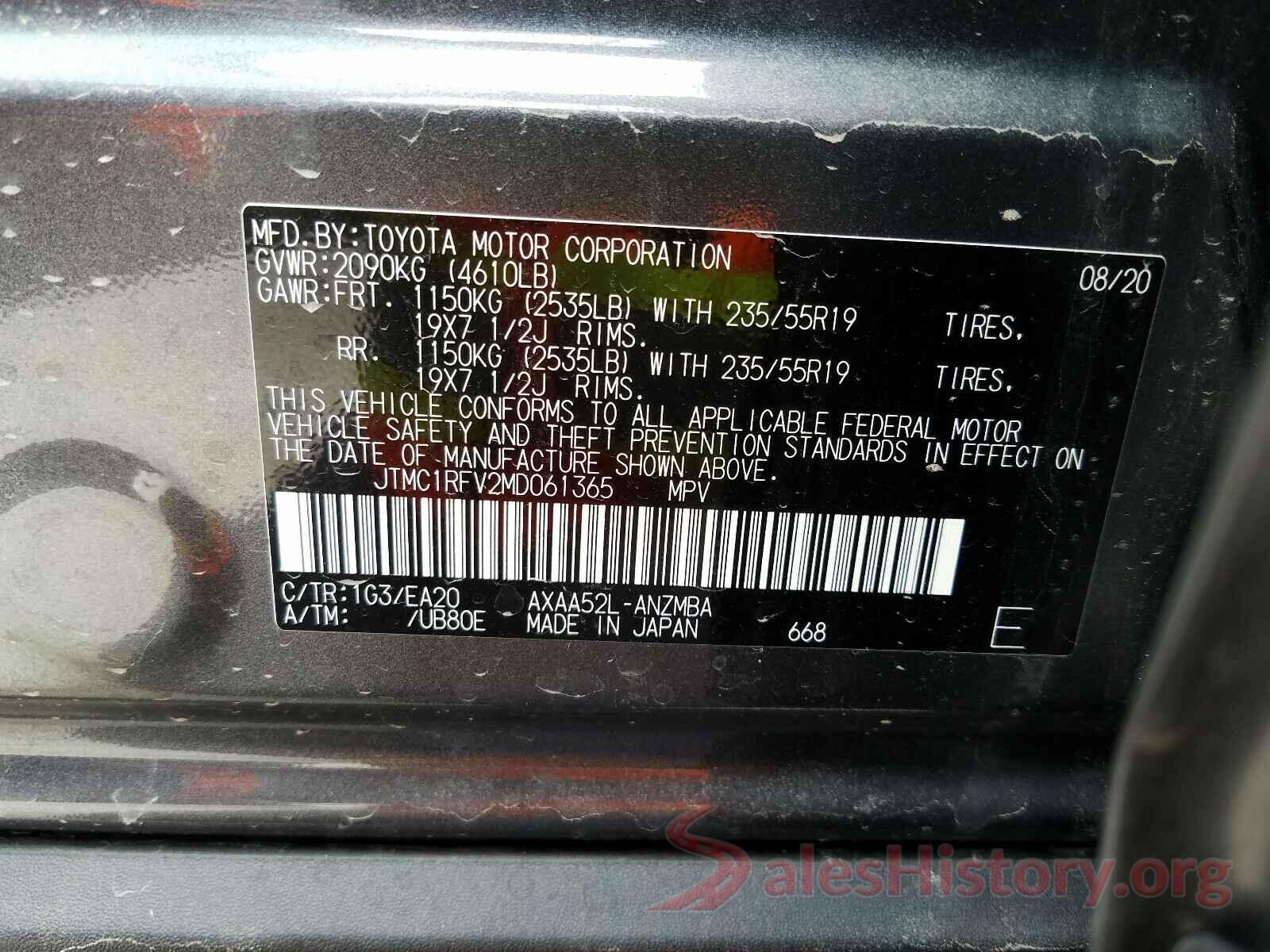 JTMC1RFV2MD061365 2021 TOYOTA RAV4