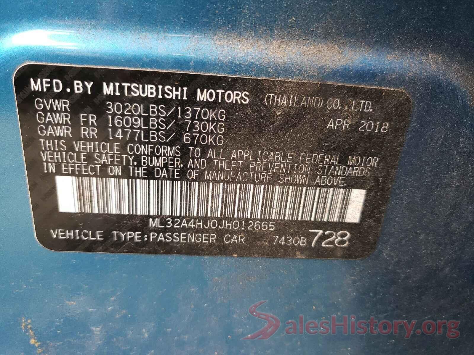 ML32A4HJ0JH012665 2018 MITSUBISHI MIRAGE