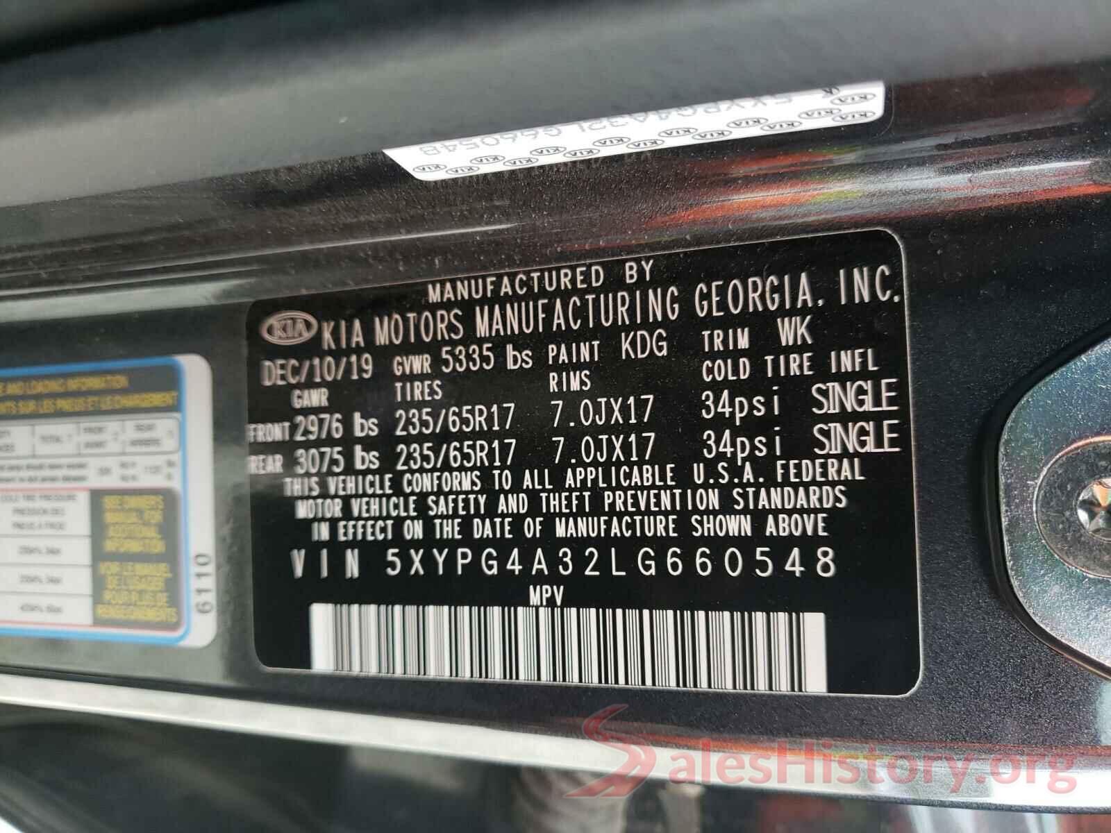 5XYPG4A32LG660548 2020 KIA SORENTO